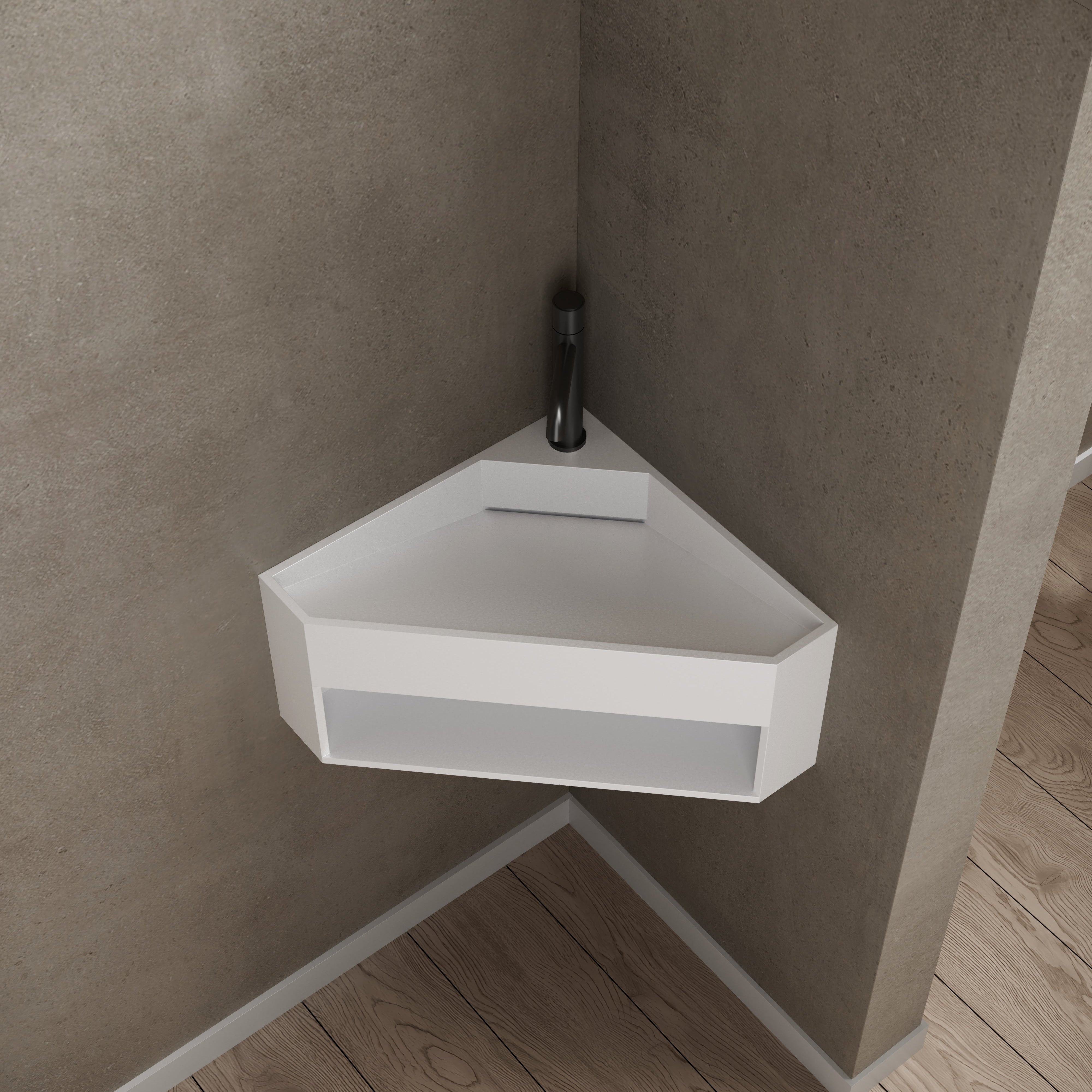 19.7 Inch MonBlari Solid Surface Wall Mount Sink XA-G70-fronttopView