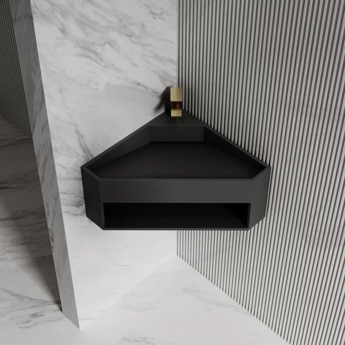 19.7 Inch MonBlari ORBIT SERIES Solid Surface Wall Mount Sink Vessel Bathroom Sink