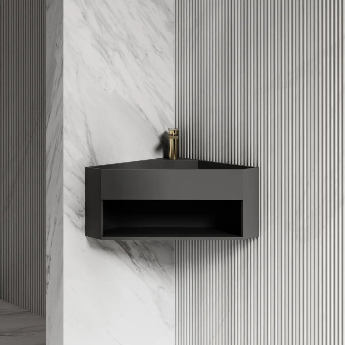 19.7 Inch MonBlari ORBIT SERIES Solid Surface Wall Mount Sink Vessel Bathroom Sink