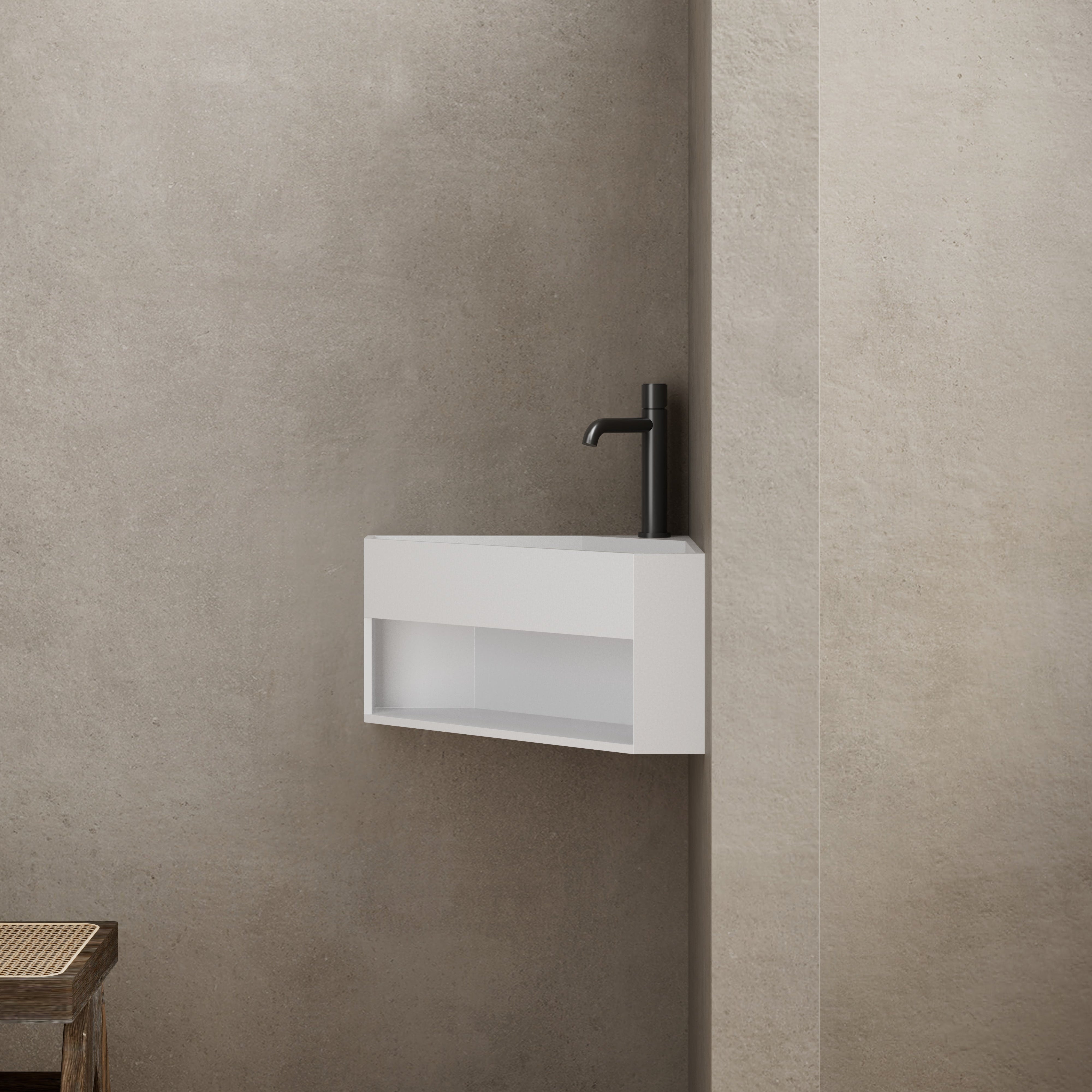 19.7 Inch MonBlari Solid Surface Wall Mount Sink XA-G70-SideView