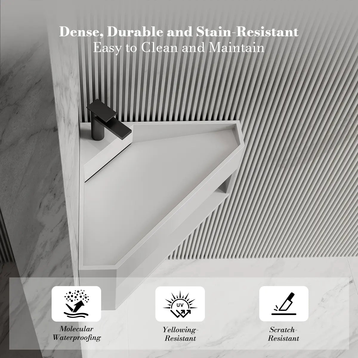 19.7 Inch MonBlari ORBIT SERIES Solid Surface Wall Mount Sink Vessel Bathroom Sink