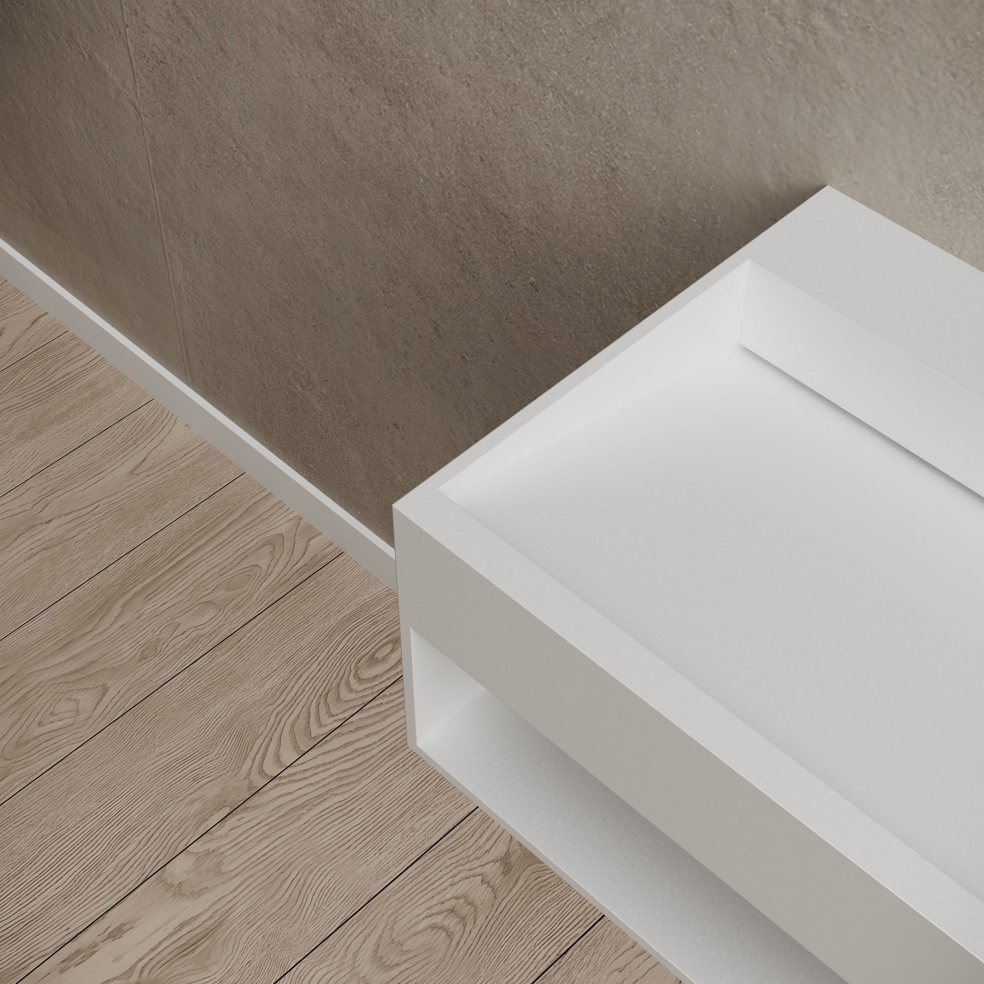 23.6 Inch MonBlari Solid Surface Wall Mount Sink XA-G71-CloseUp