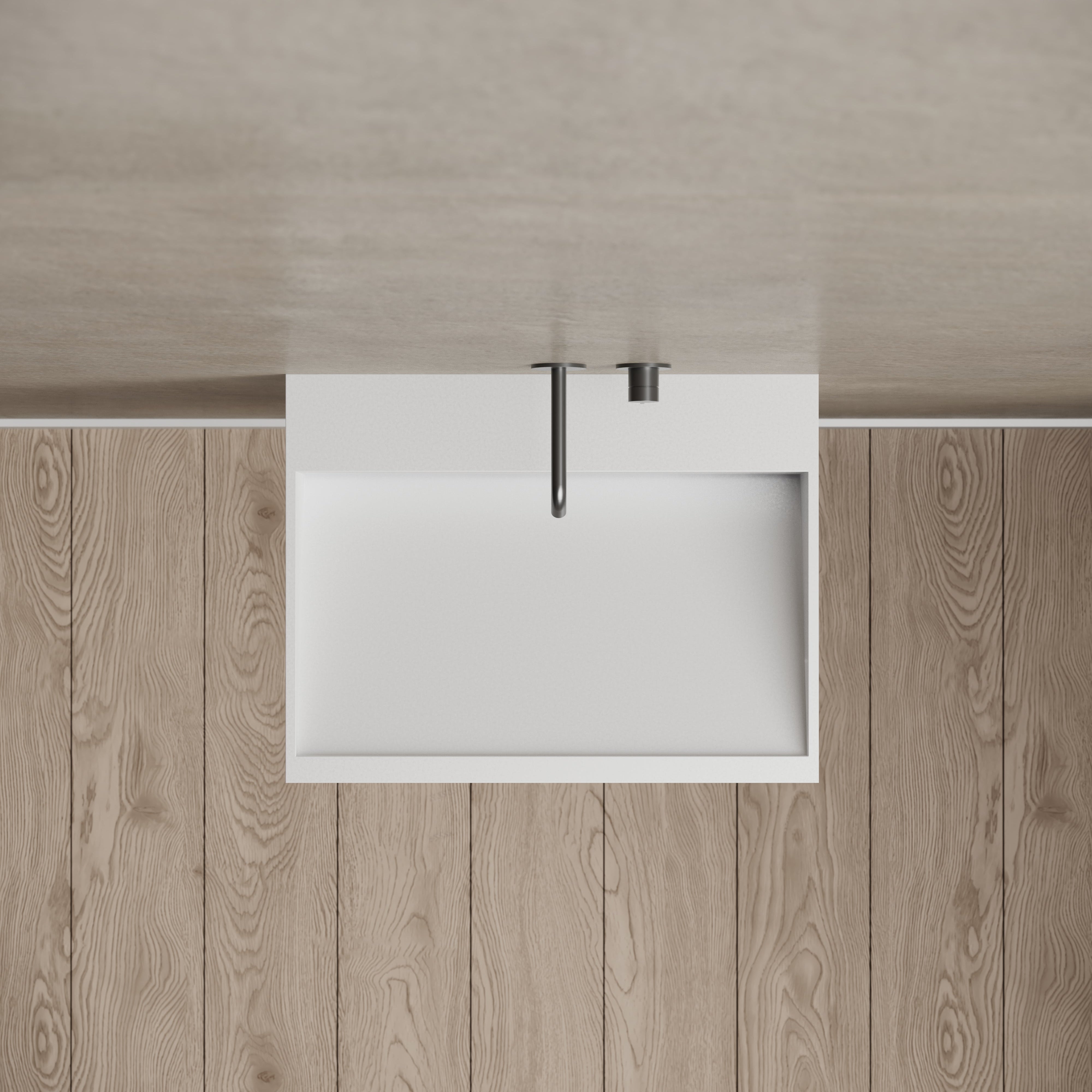 23.6 Inch MonBlari Solid Surface Wall Mount Sink XA-G71-topView