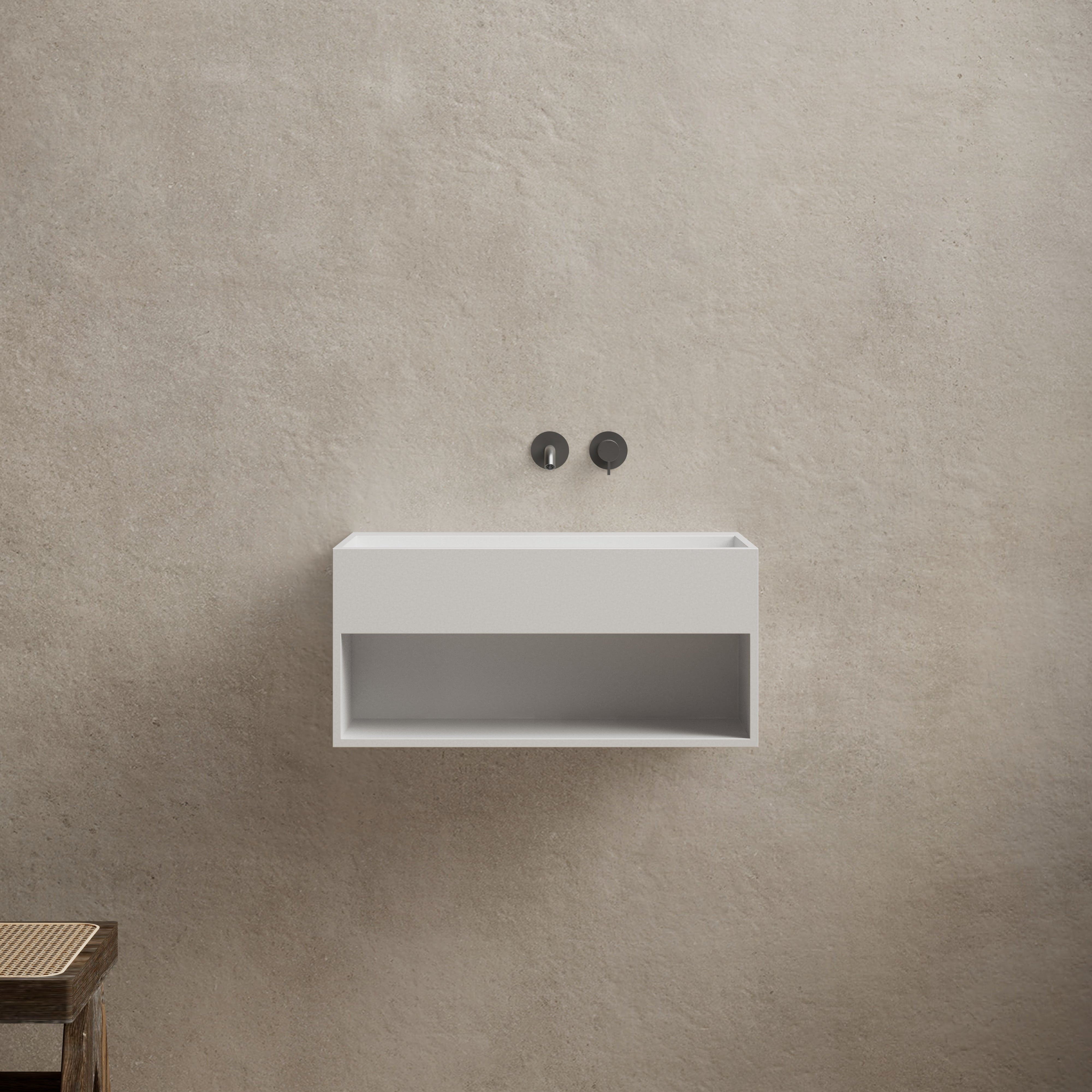 23.6 Inch MonBlari Solid Surface Wall Mount Sink XA-G71-FrontView