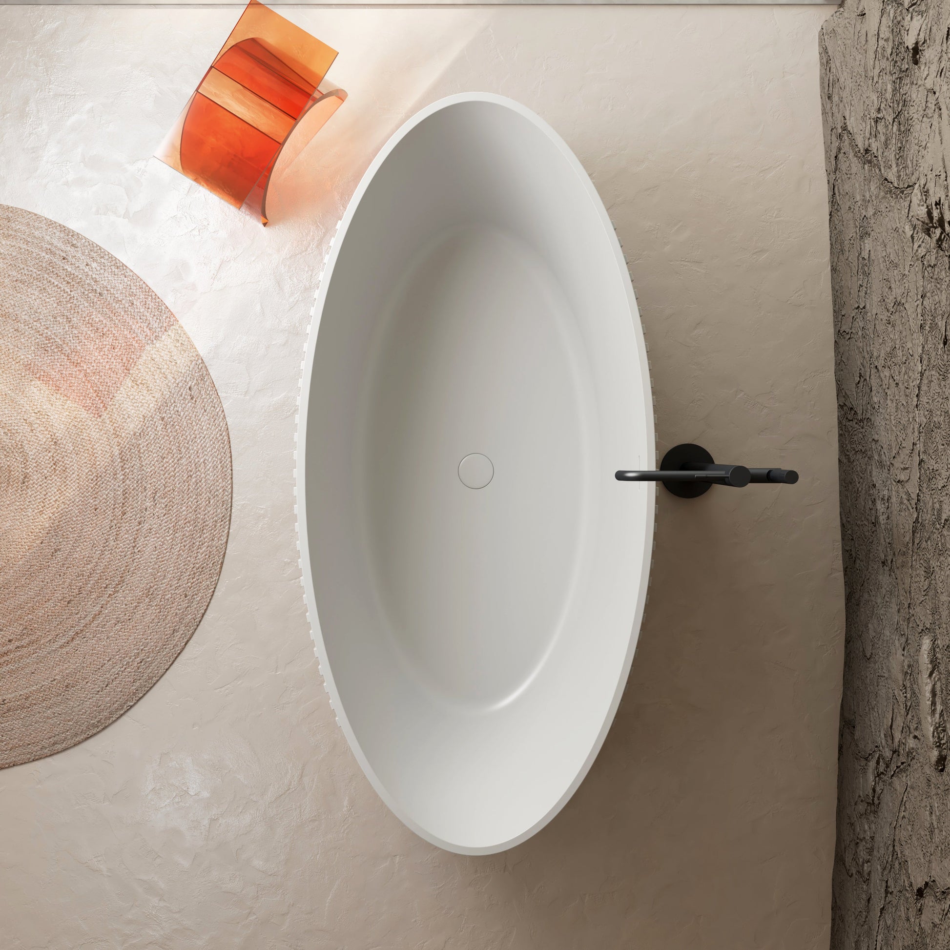 MonBlari Solid Surface Freestanding Bathtub XR-7007-MW-TopView