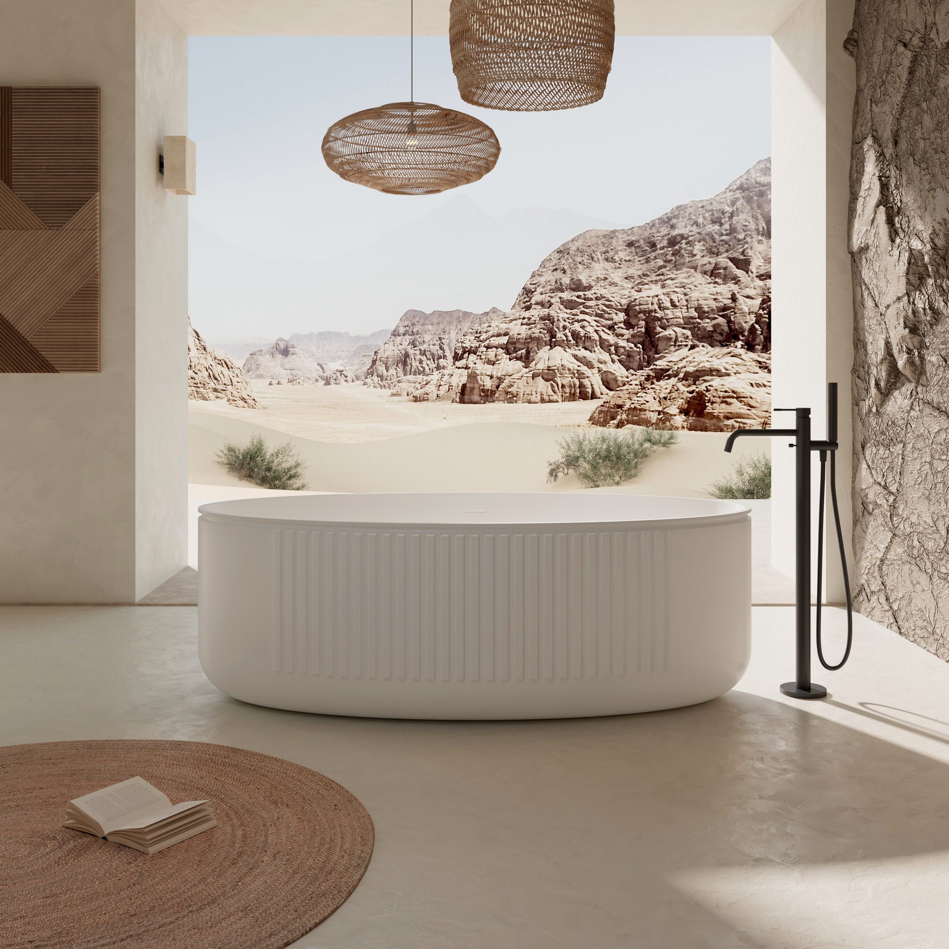 MonBlari Solid Surface Freestanding Bathtub XR-7007-MW-FrontView