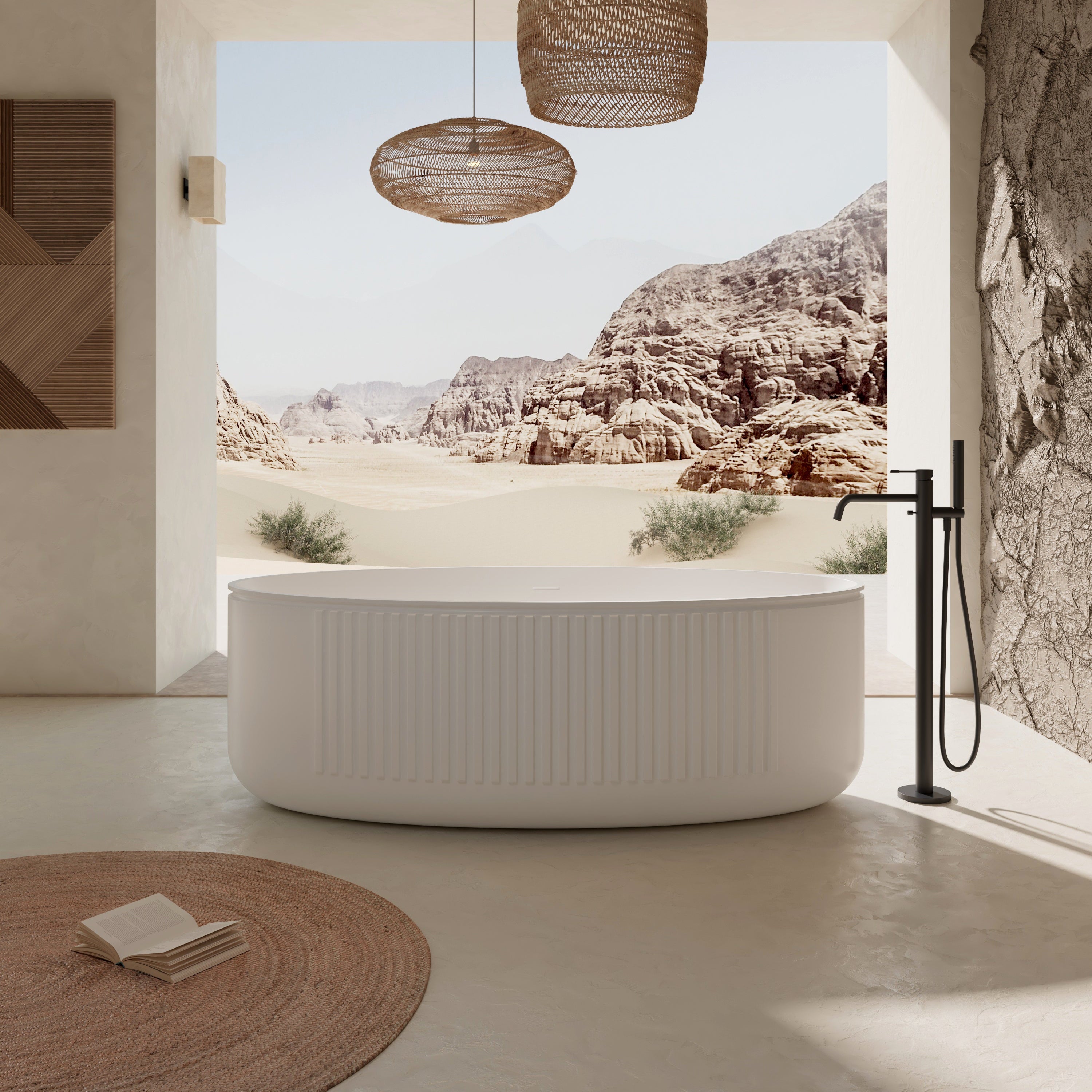 MonBlari Solid Surface Freestanding Bathtub XR-7007-MW-FrontView
