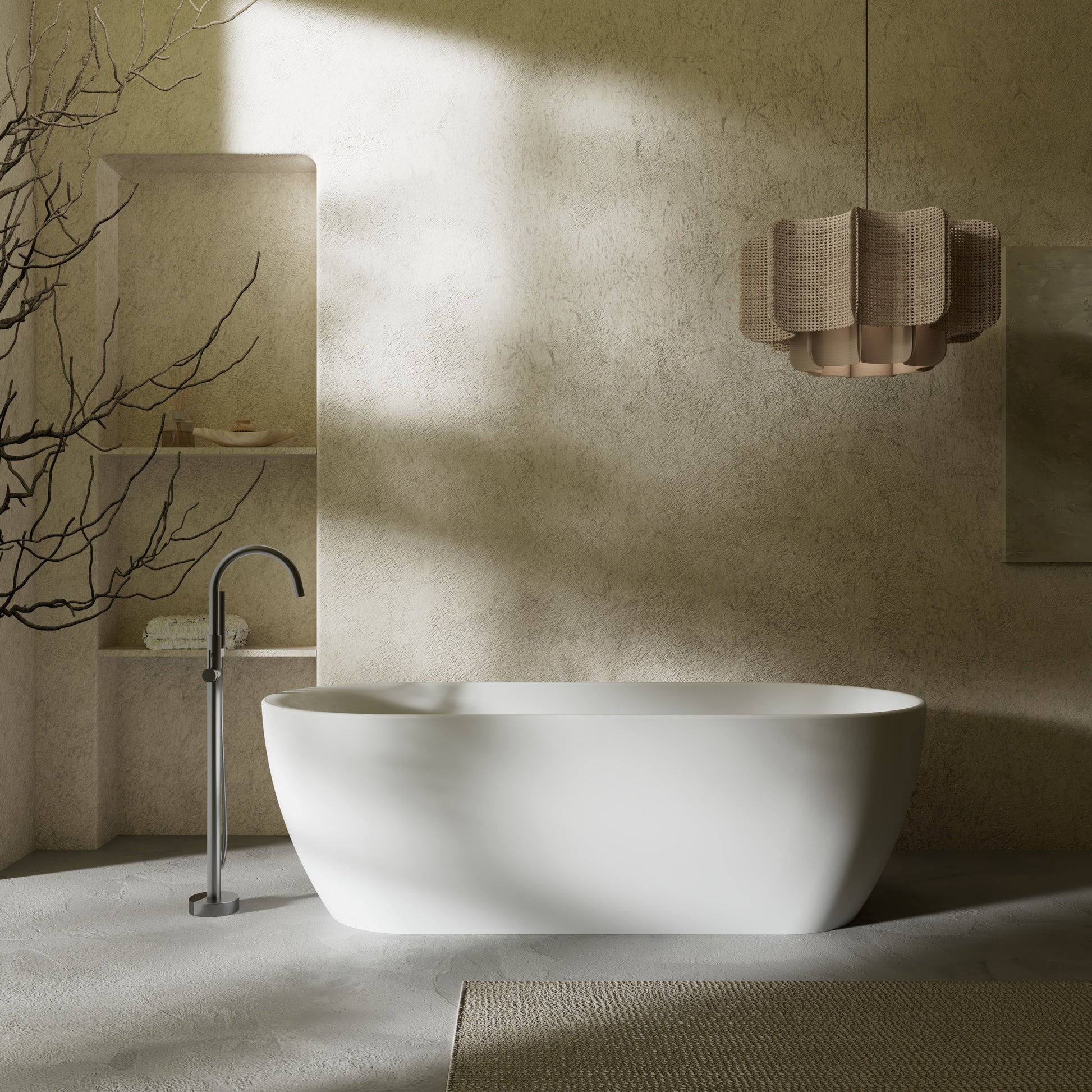 66.9 Inch MonBlari Solid Surface Freestanding Bathtub XR-7101-FrontView1