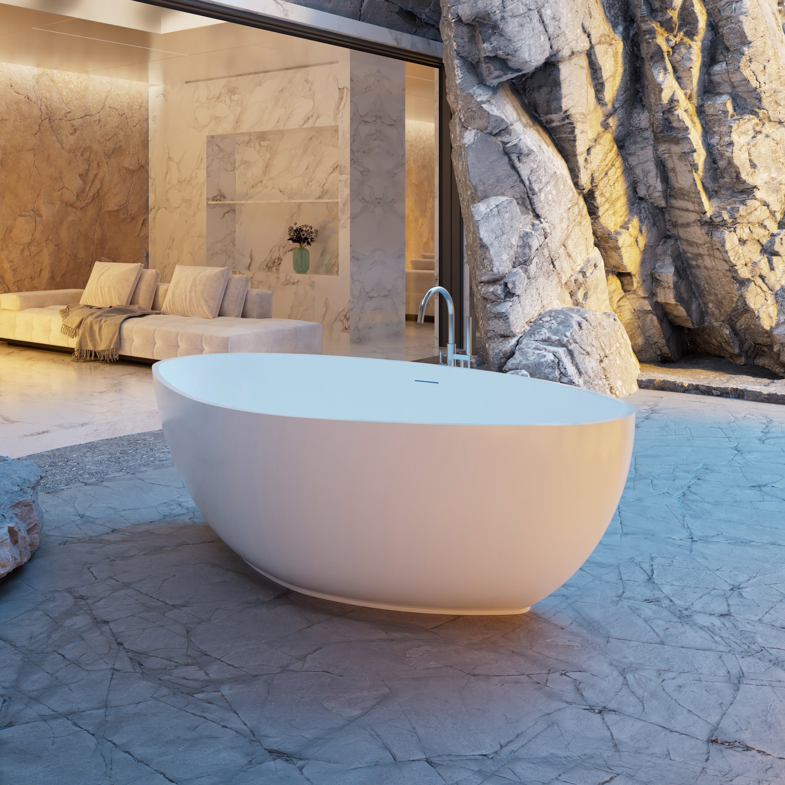 71 Inch MonBlari Solid Surface Freestanding Bathtub XR-7902-MW XR7902MW-RightSide