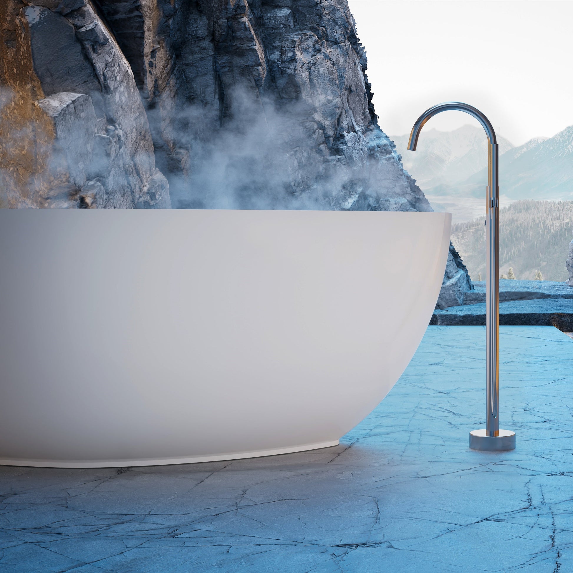 71 Inch MonBlari Solid Surface Freestanding Bathtub XR-7902-MW XR7902MW-FrontCloseUp