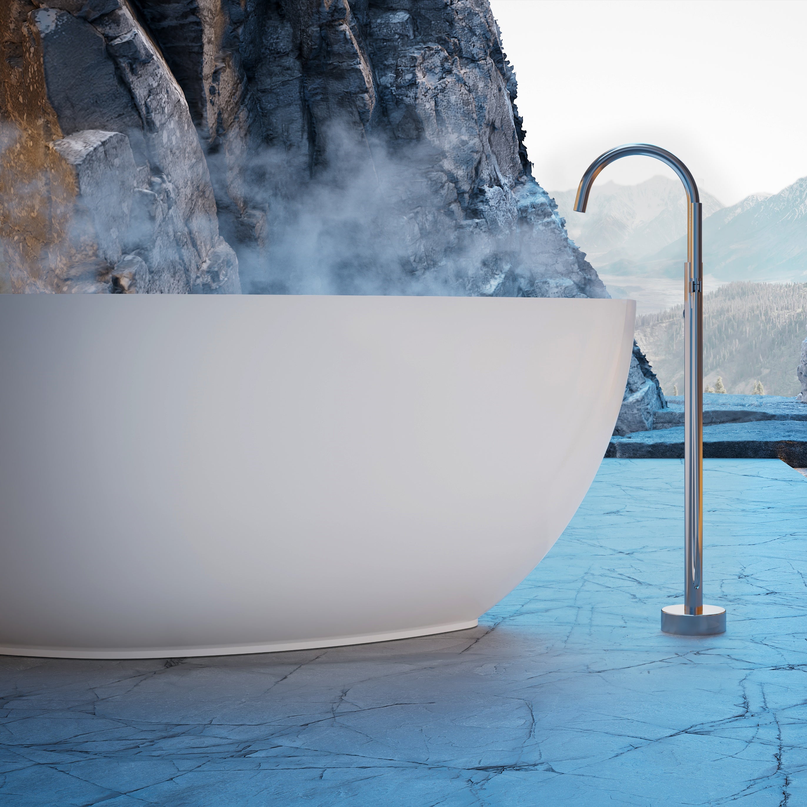 71 Inch MonBlari Solid Surface Freestanding Bathtub XR-7902-MW XR7902MW-FrontCloseUp