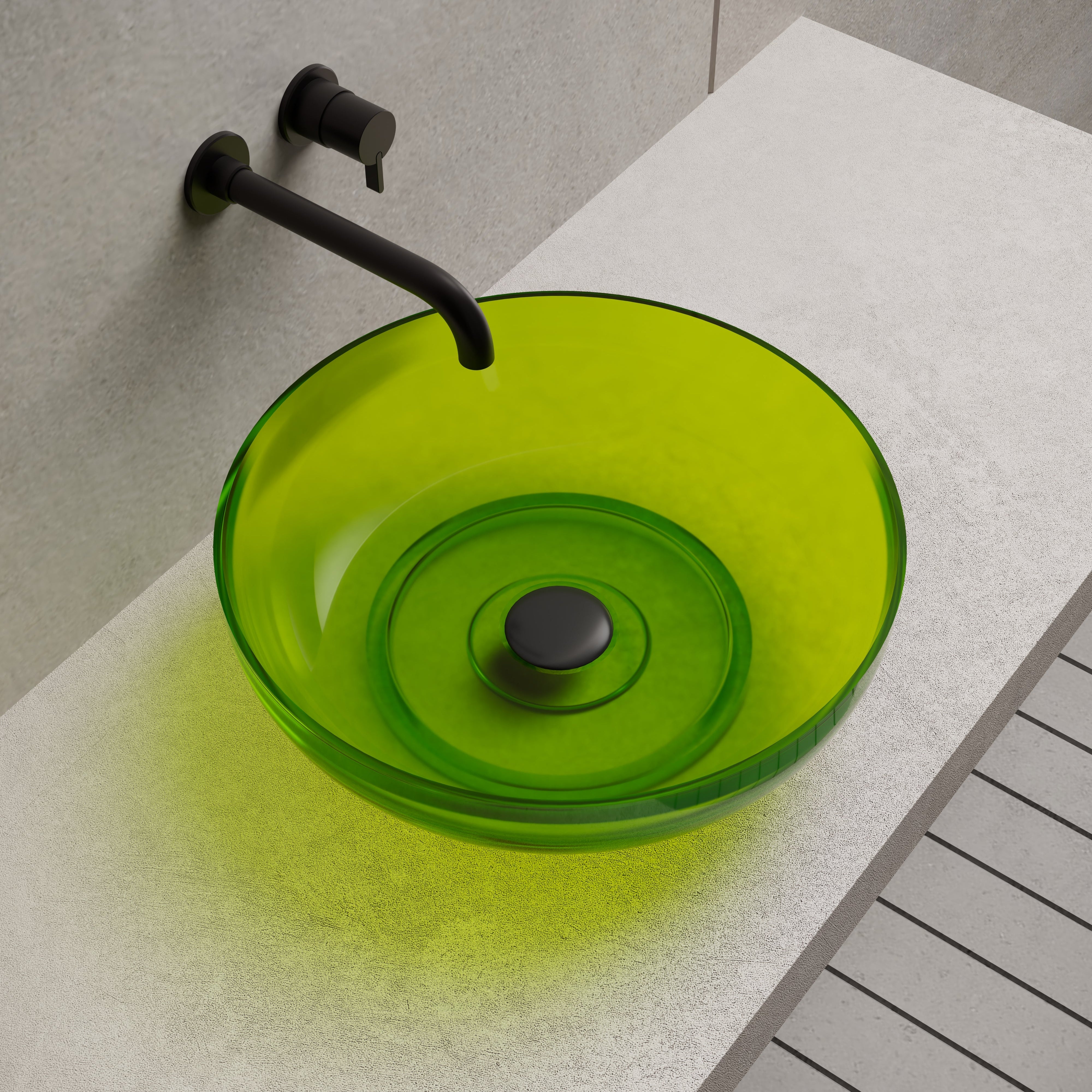 15.7 Inch MonBlari Resin Vessel Bowl Sink Bathroom Sink XR-A002T-CT25-LeftTop