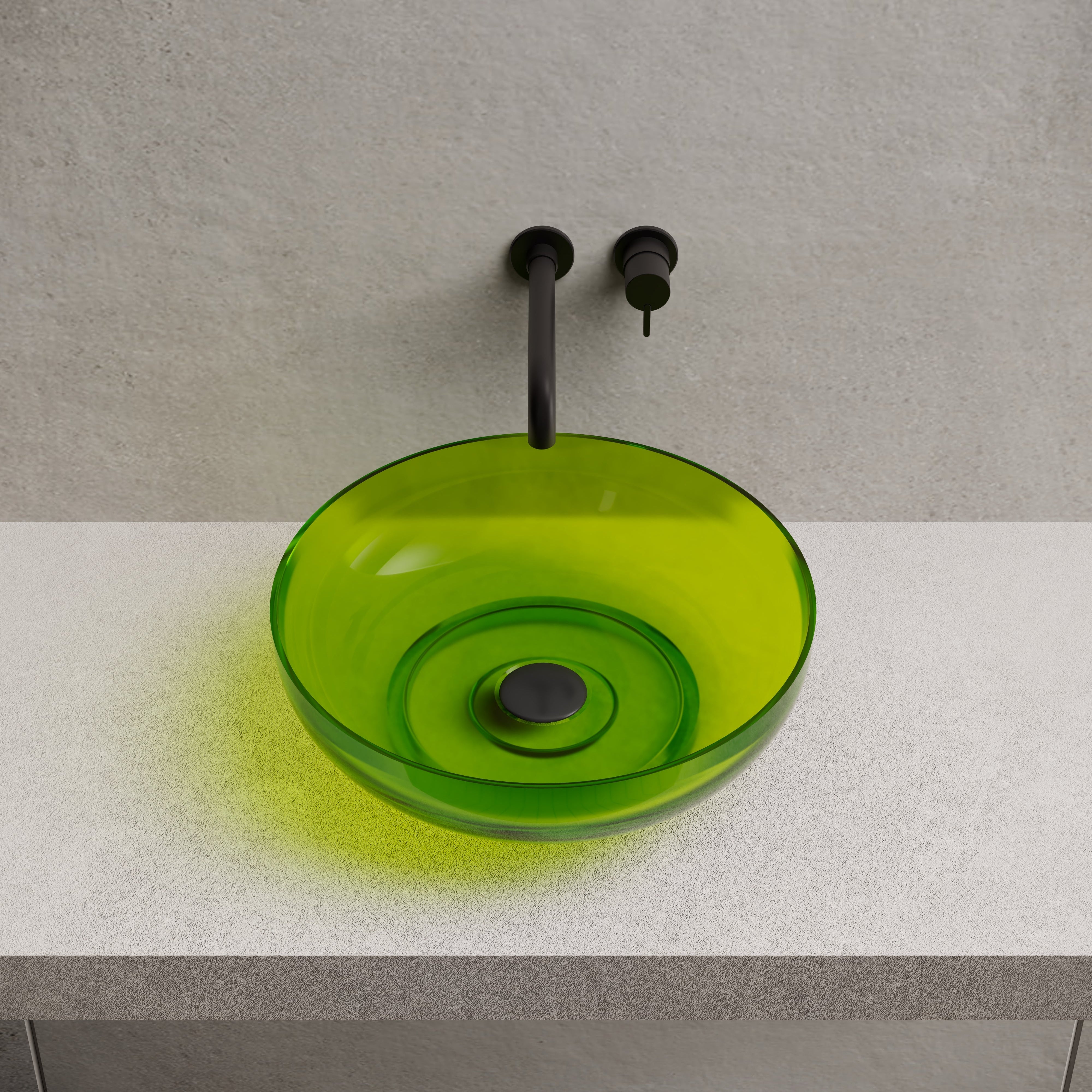 15.7 Inch MonBlari Resin Vessel Bowl Sink Bathroom Sink XR-A002T-CT25-FrontTop