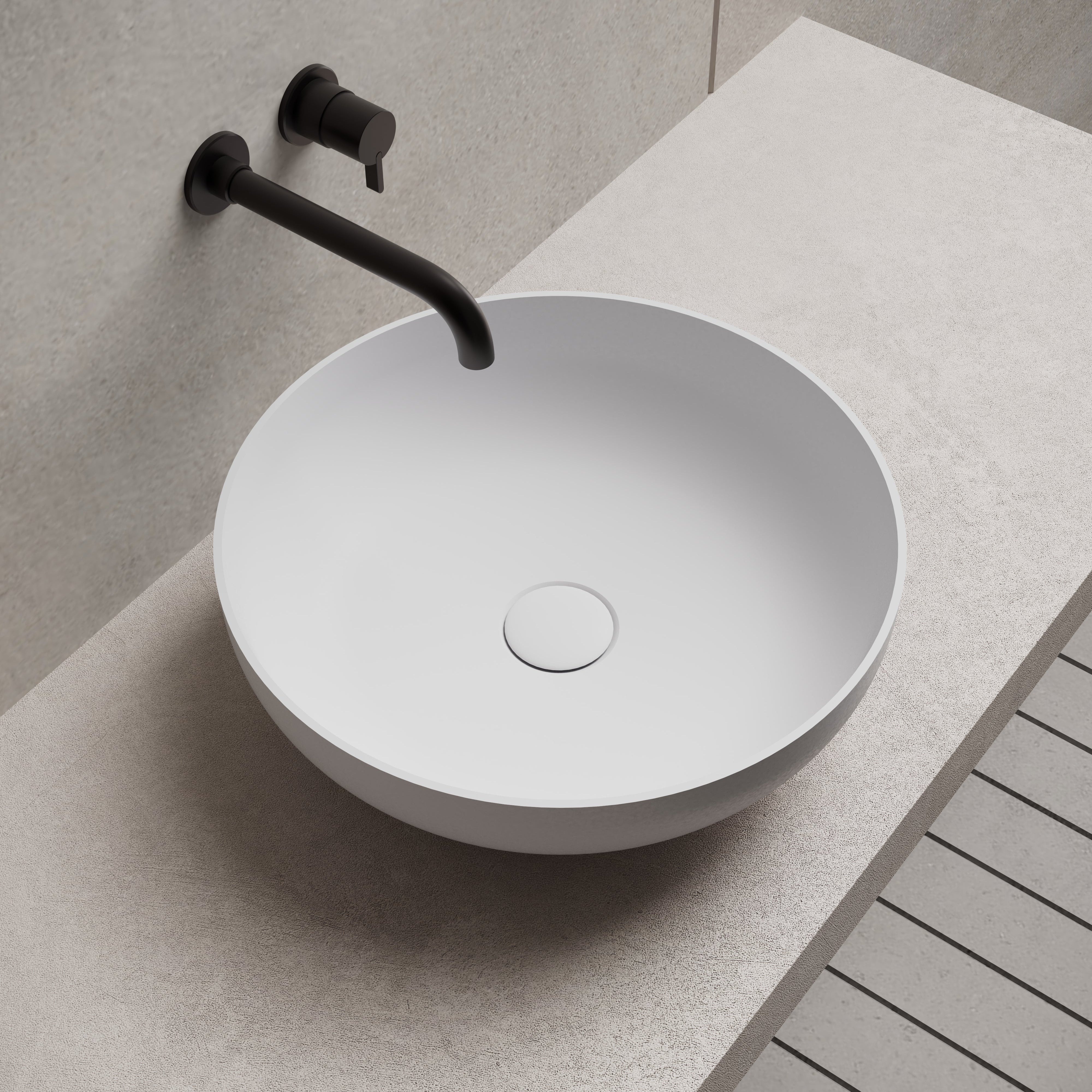 15.7 Inch MonBlari Solid Surface Vessel Bowl Sink Bathroom Sink XR-A002-LeftTop