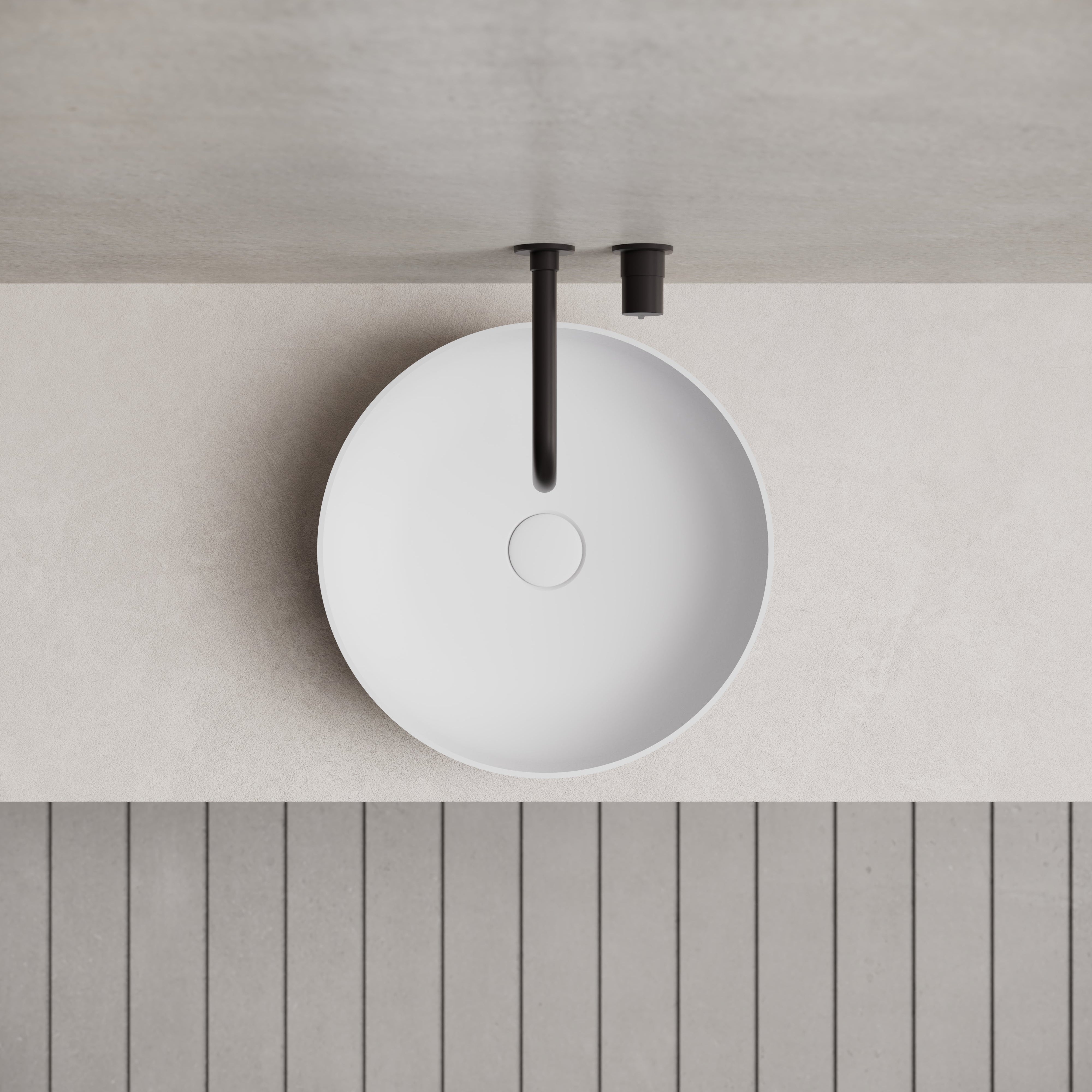 15.7 Inch MonBlari Solid Surface Vessel Bowl Sink Bathroom Sink XR-A002-TopView