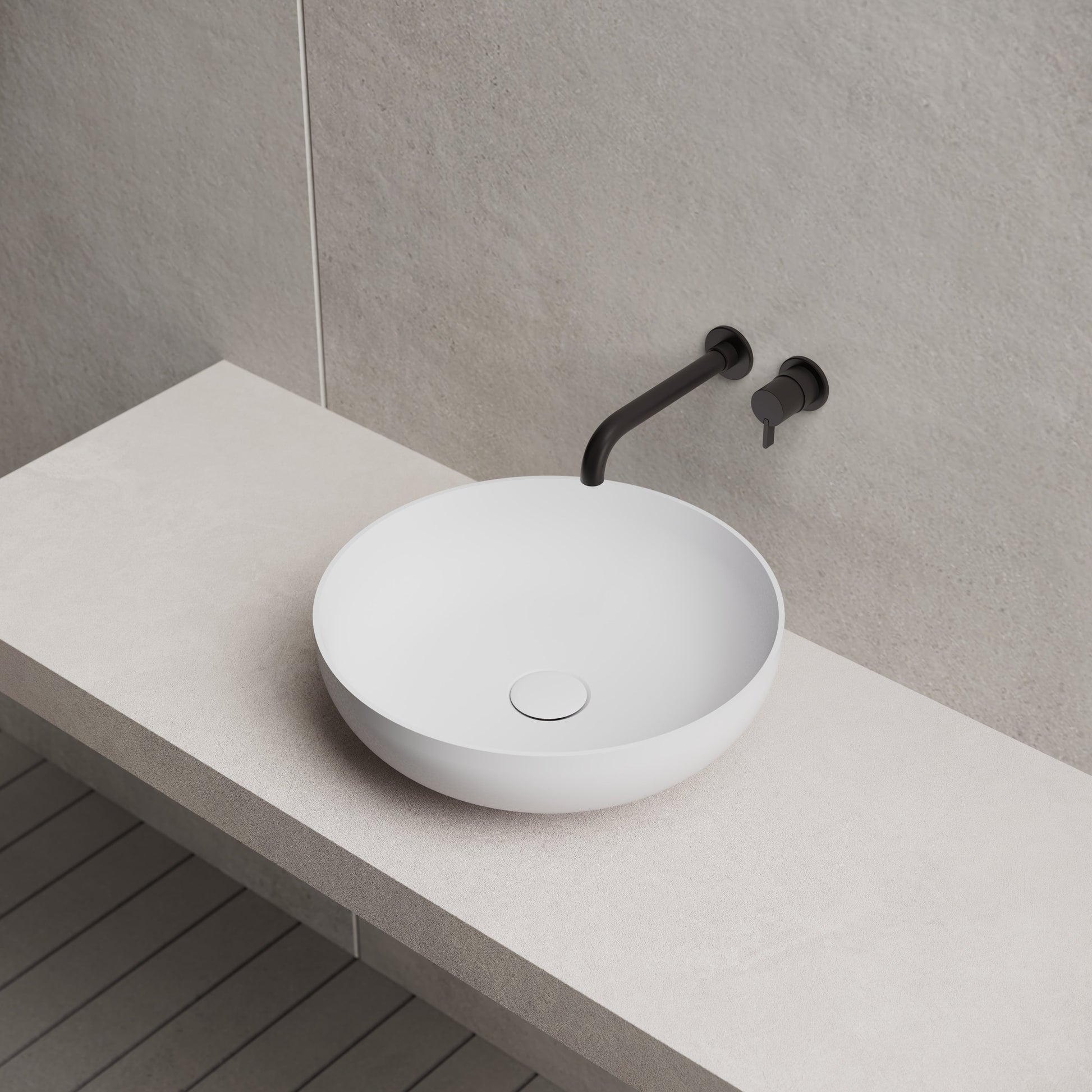 15.7 Inch MonBlari Solid Surface Vessel Bowl Sink Bathroom Sink XR-A002-RightTop