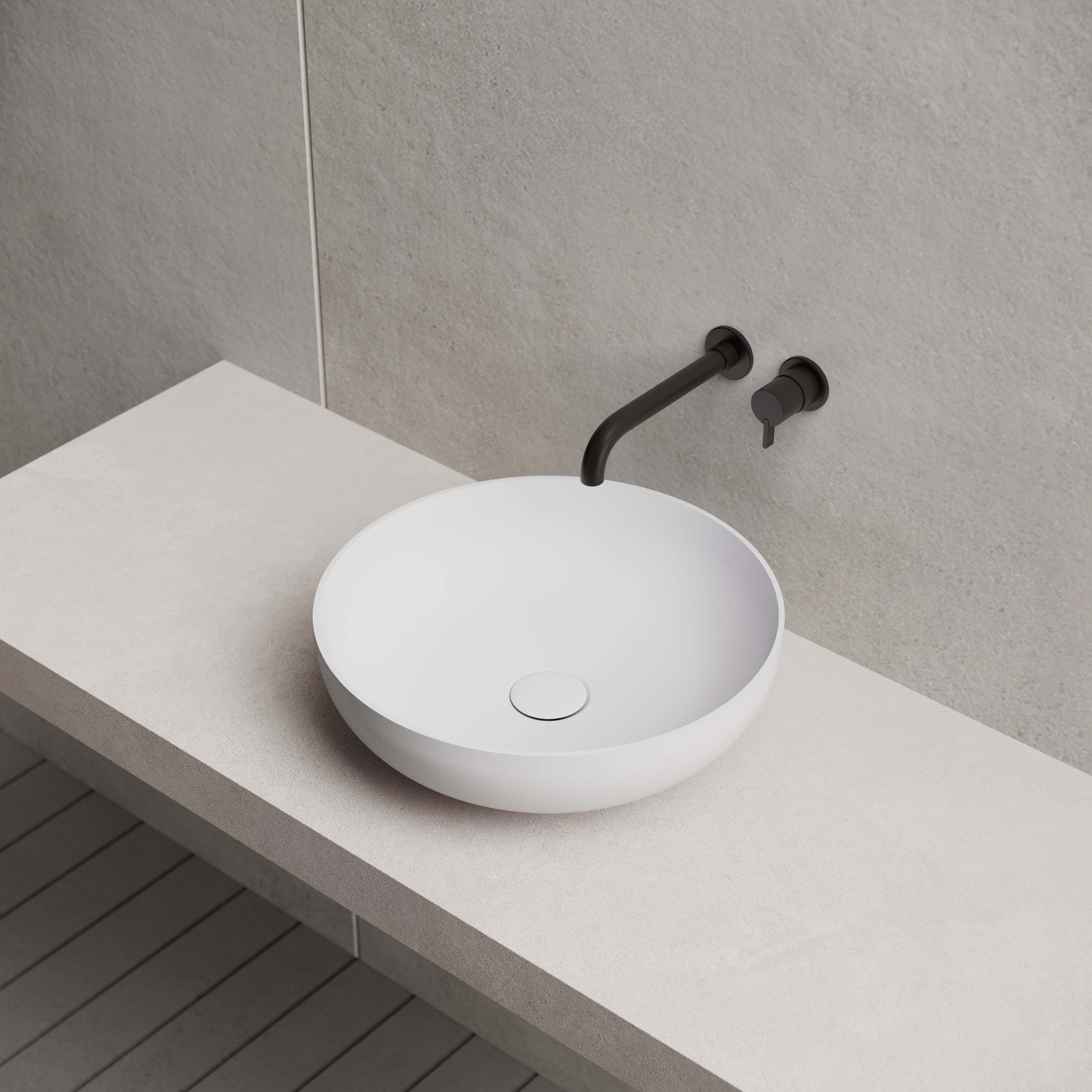 15.7 Inch MonBlari Solid Surface Vessel Bowl Sink Bathroom Sink XR-A002-RightTop