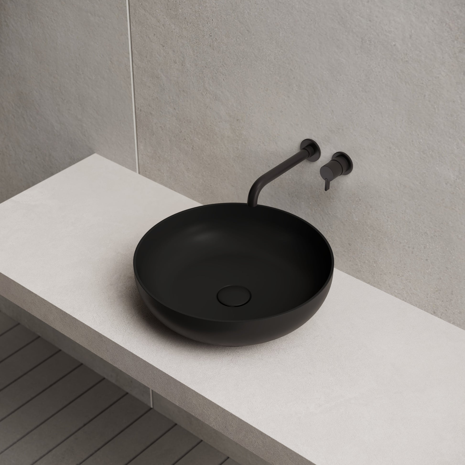 15.7 Inch MonBlari Solid Surface Vessel Bowl Sink Bathroom Sink XR-A002--SideTop