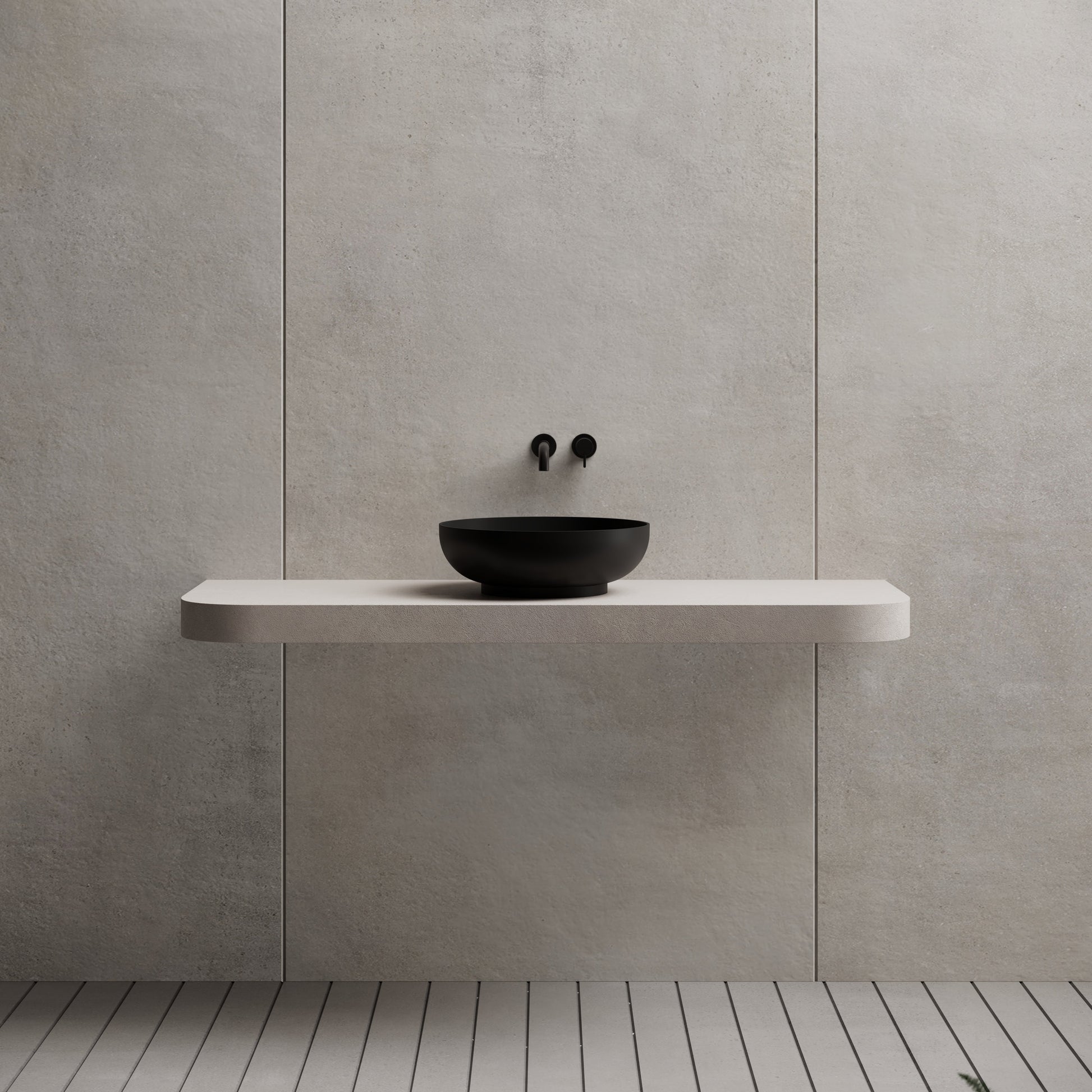 15.7 Inch MonBlari Solid Surface Vessel Bowl Sink Bathroom Sink XR-A002-FrontView