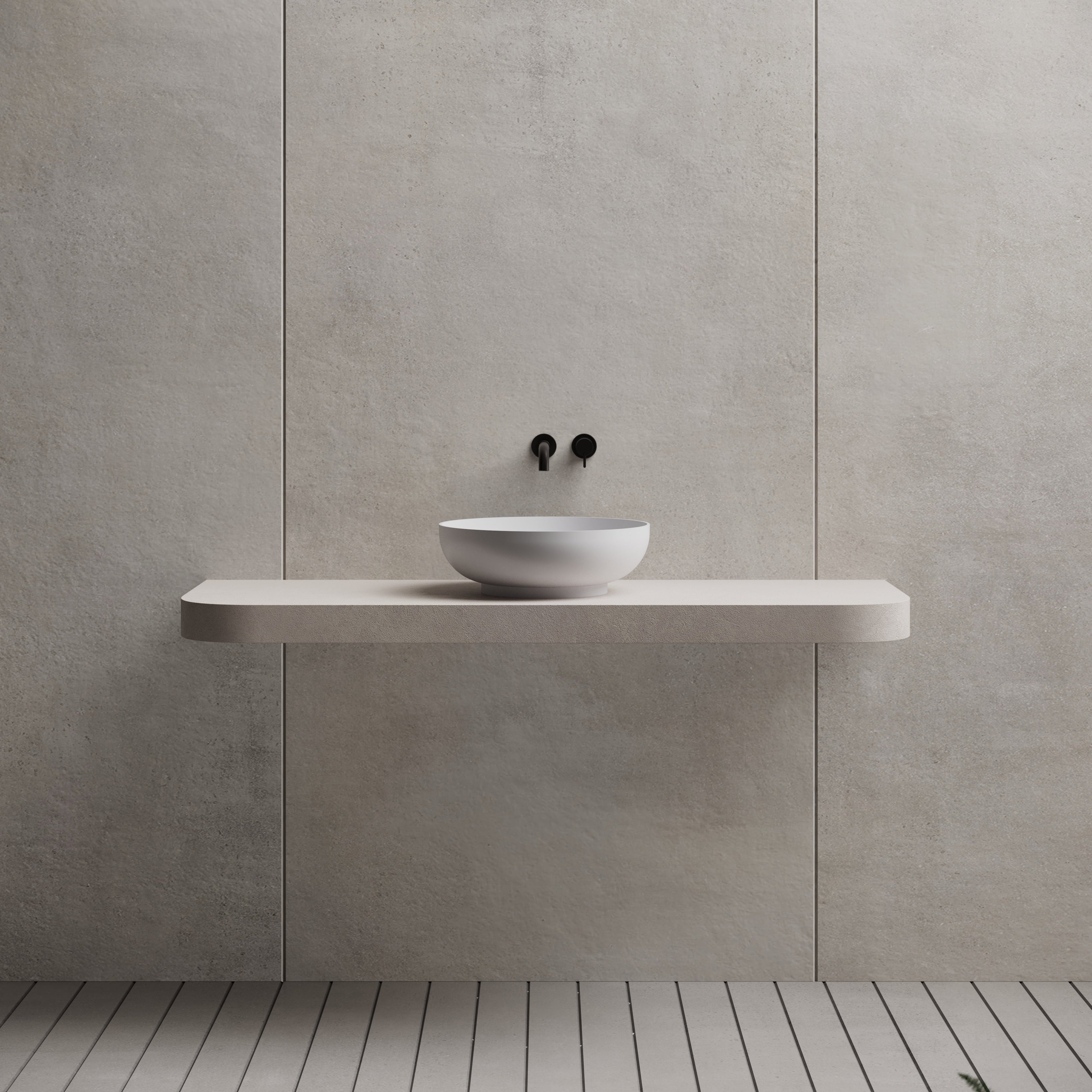 15.7 Inch MonBlari Solid Surface Vessel Bowl Sink Bathroom Sink XR-A002-FrontView