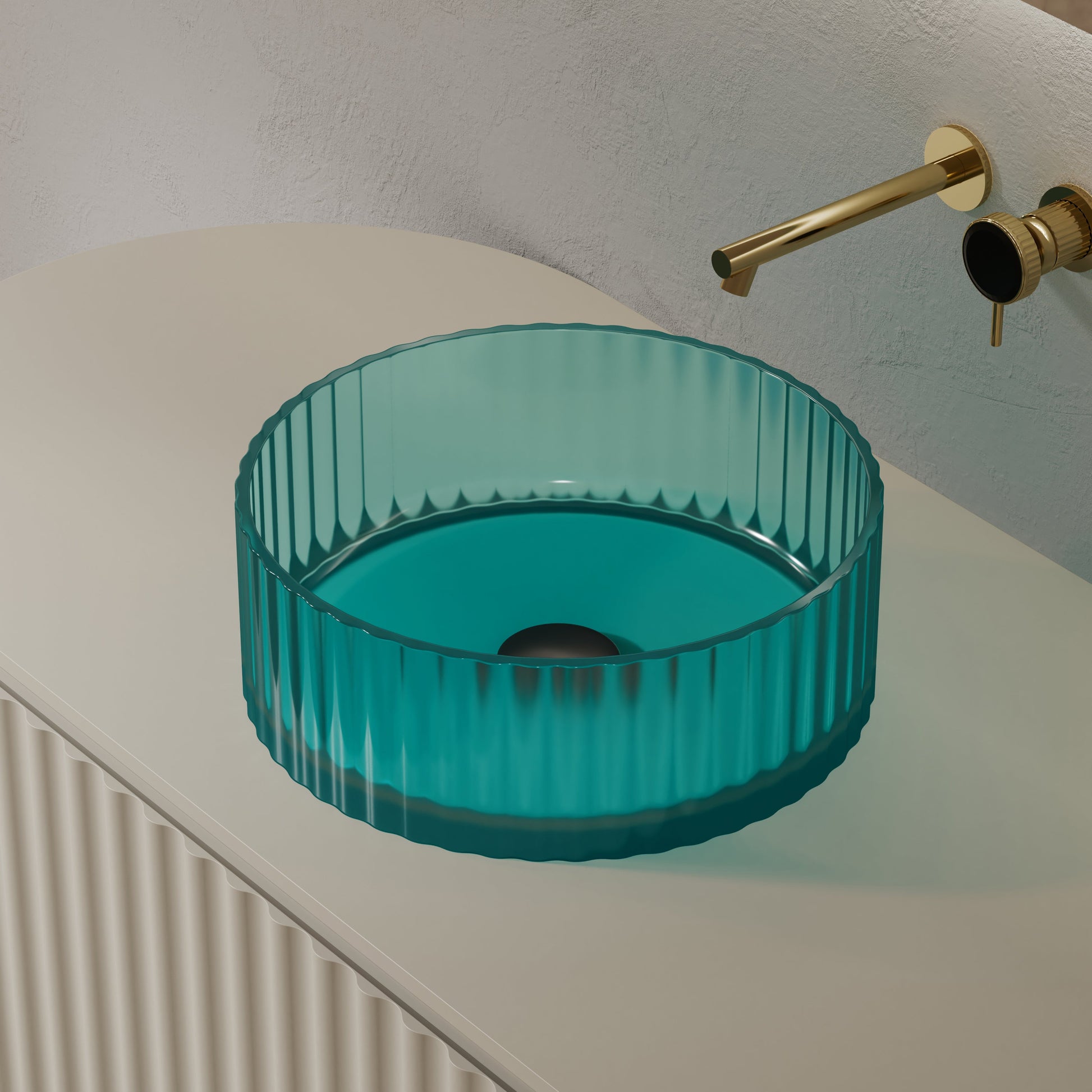 MonBlari Resin Vessel Bowl Sink Bathroom Sink XR-A005T-TG-SideTop