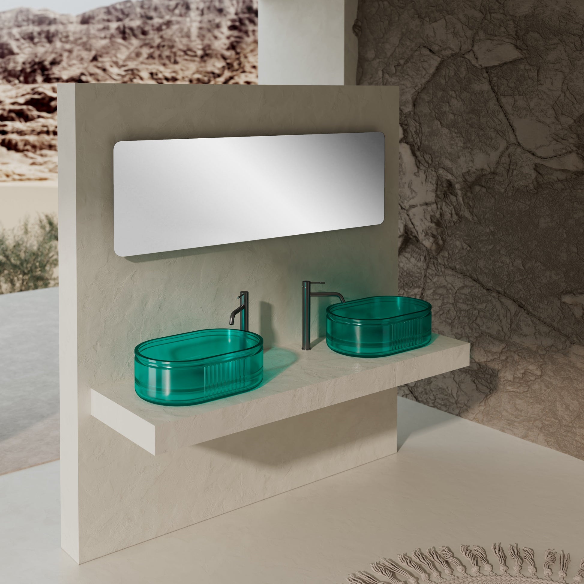 MonBlari Resin Vessel Bowl Sink Bathroom Sink XR-A701T-TG-SideTop