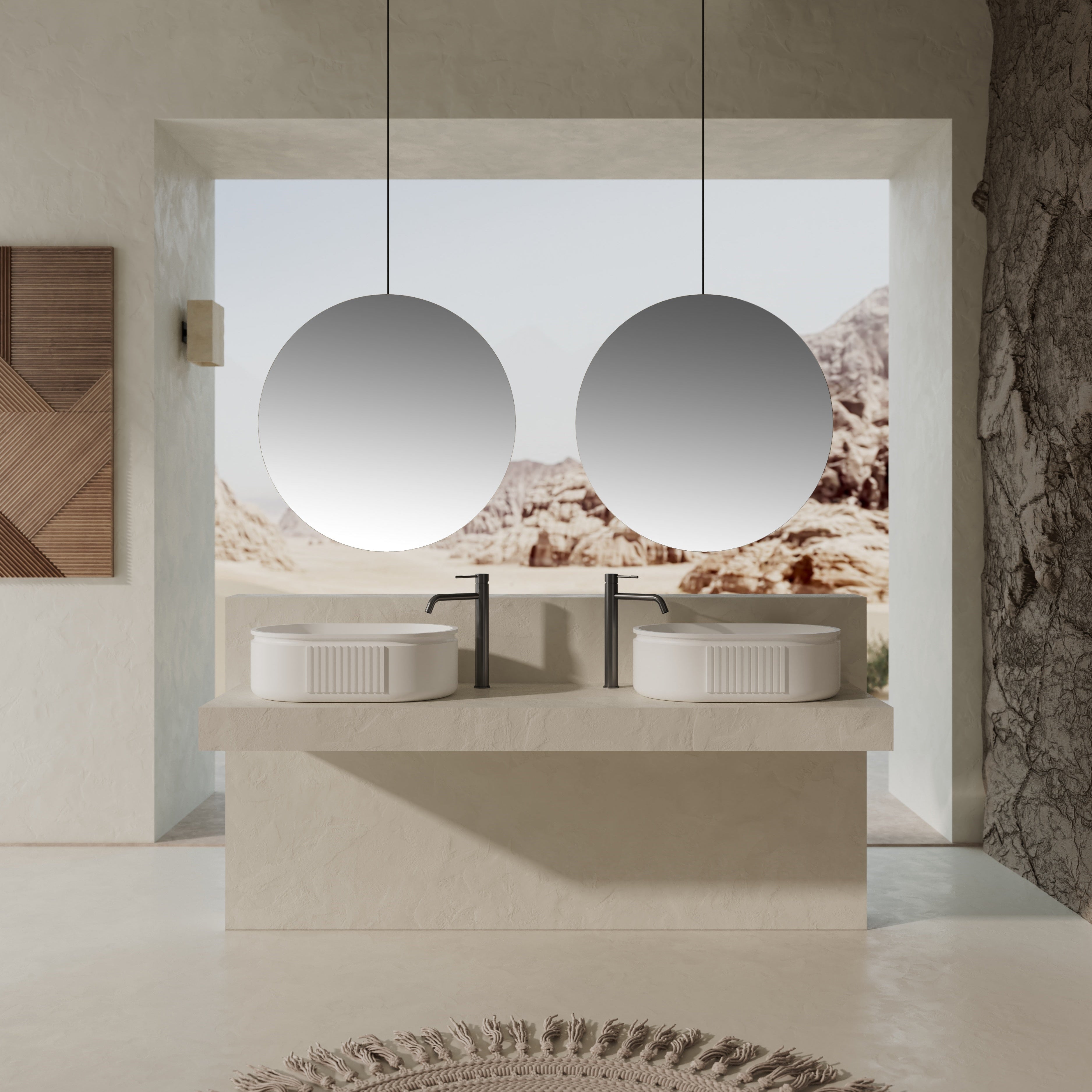 MonBlari Solid Surface Vessel Bowl Sink Bathroom Sink XR-A701-MW-FrontView