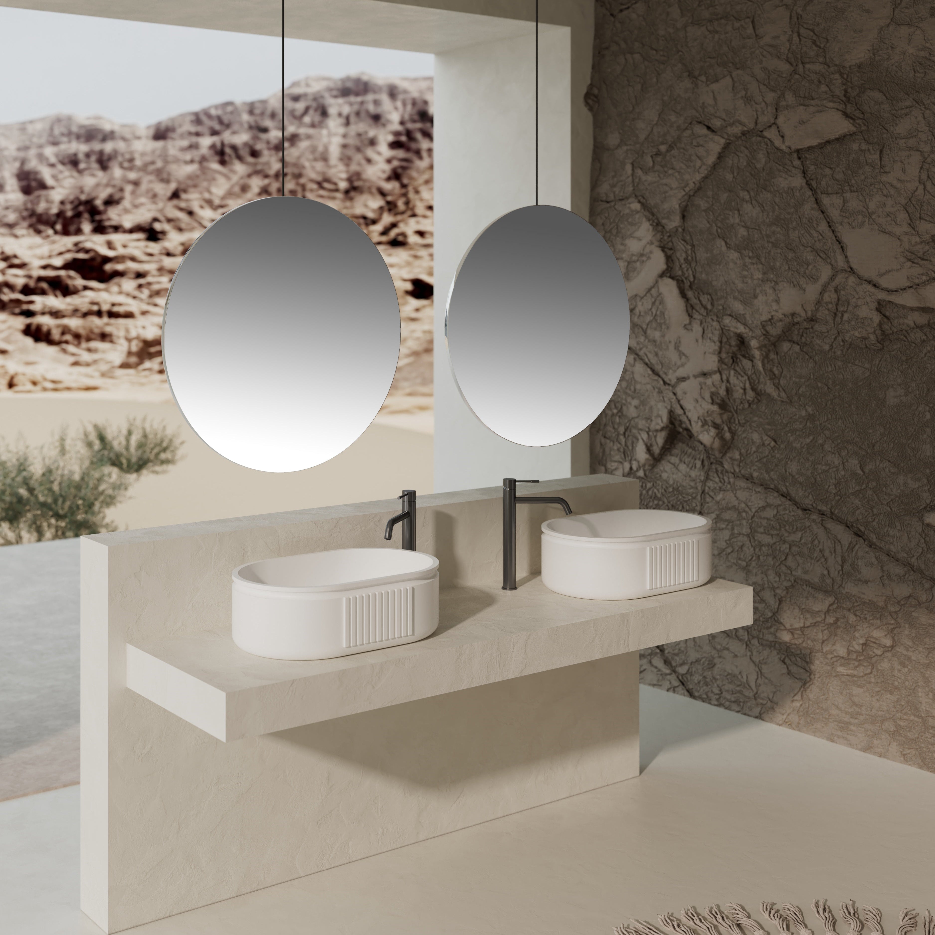 MonBlari Solid Surface Vessel Bowl Sink Bathroom Sink XR-A701-MW-SideView