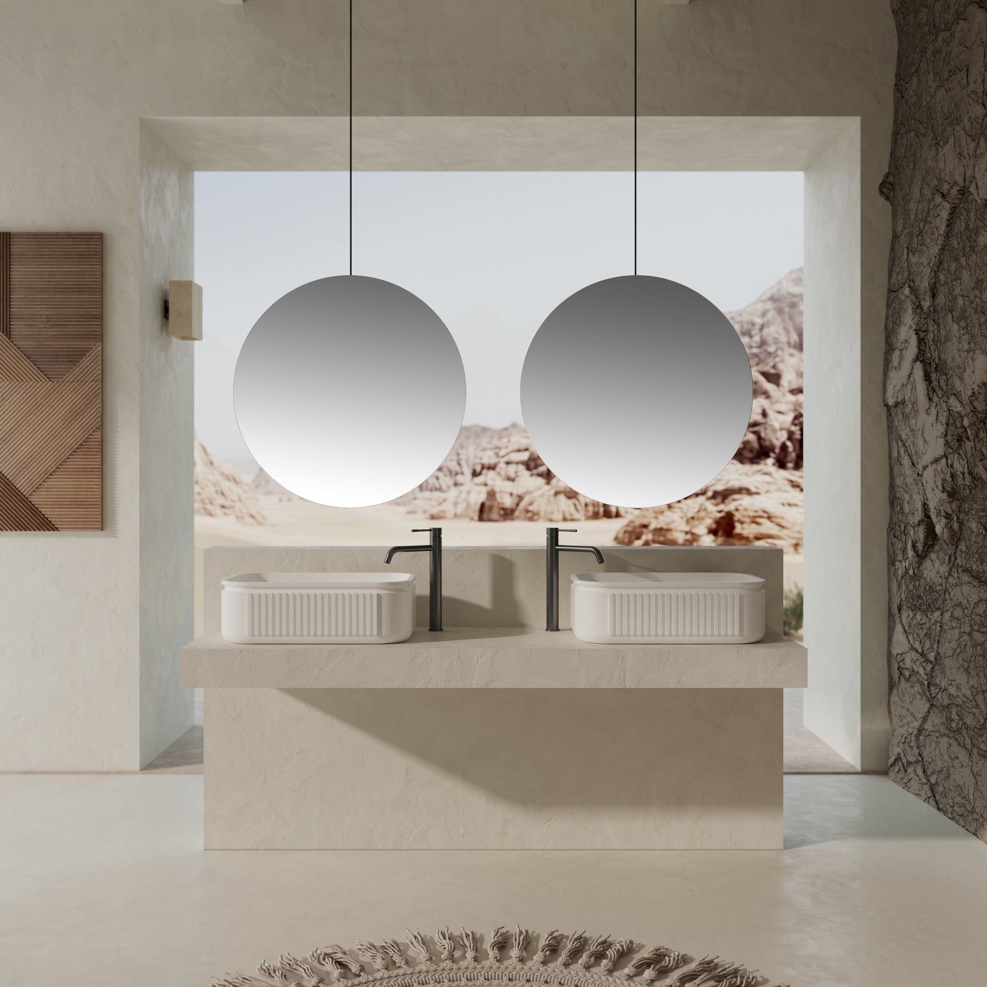 MonBlari Solid Surface Vessel Bowl Sink Bathroom Sink XR-A702-MW-FrontView