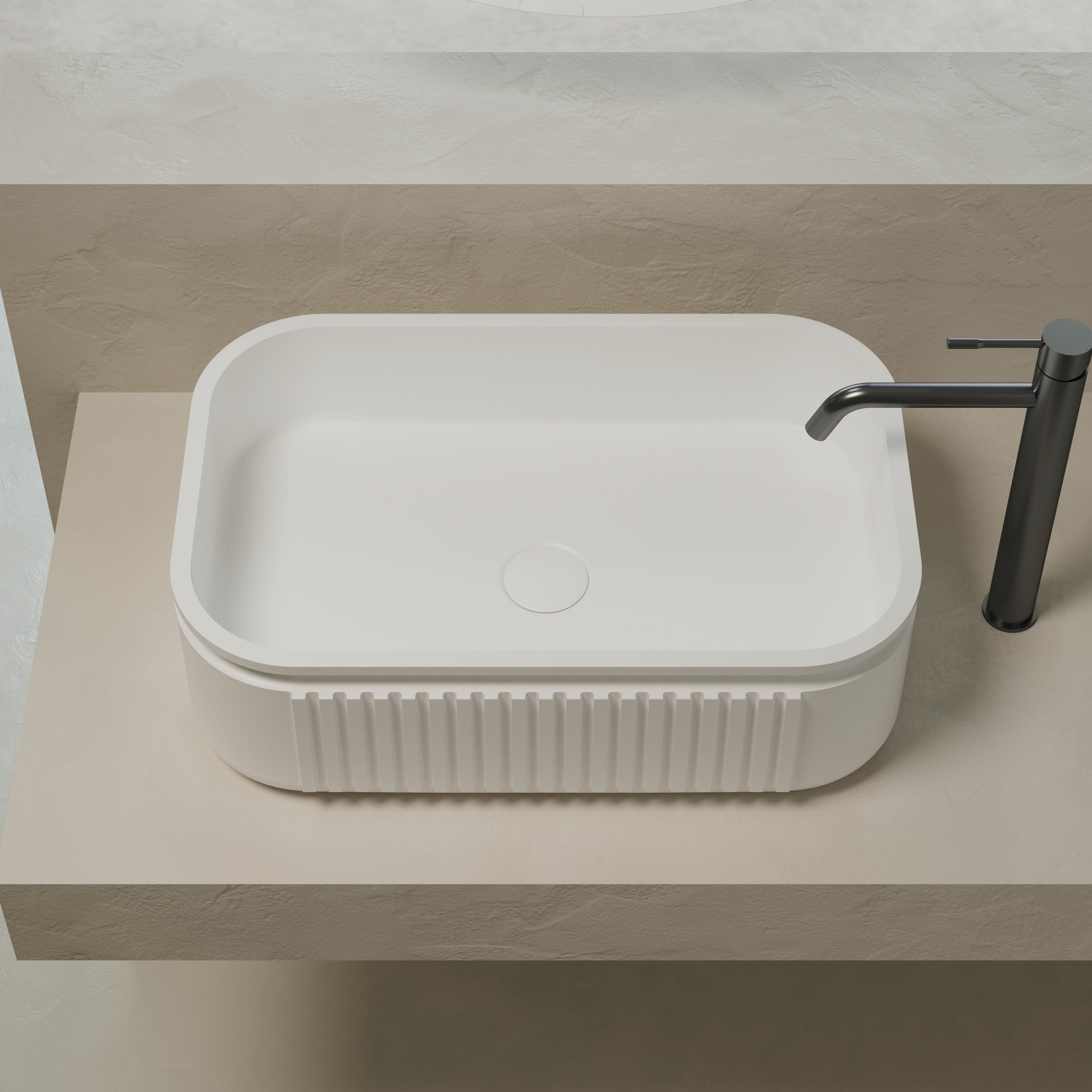MonBlari Solid Surface Vessel Bowl Sink Bathroom Sink XR-A702-MW-FrontTop