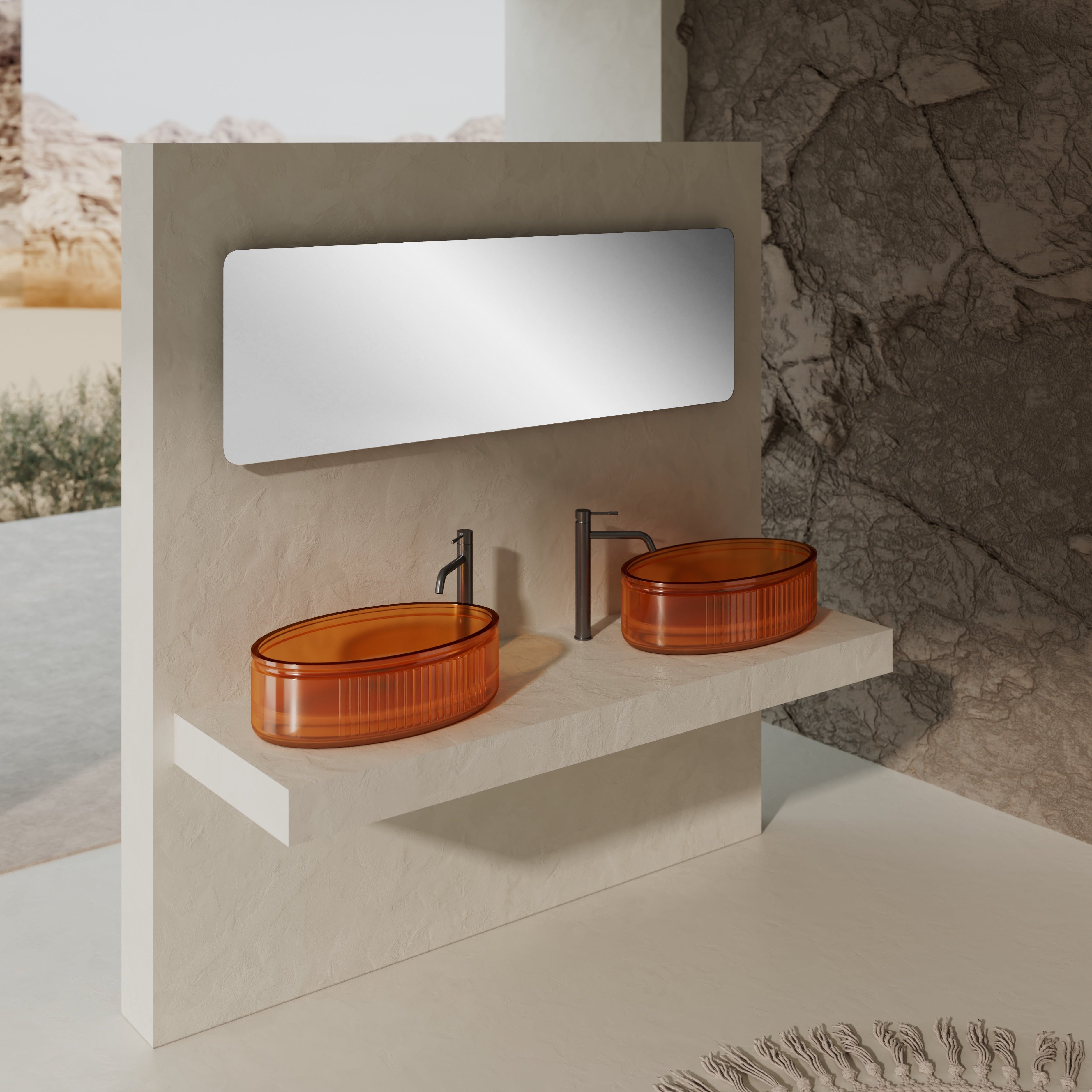 MonBlari Resin Vessel Bowl Sink Bathroom Sink XR-A708T-TO-SideView
