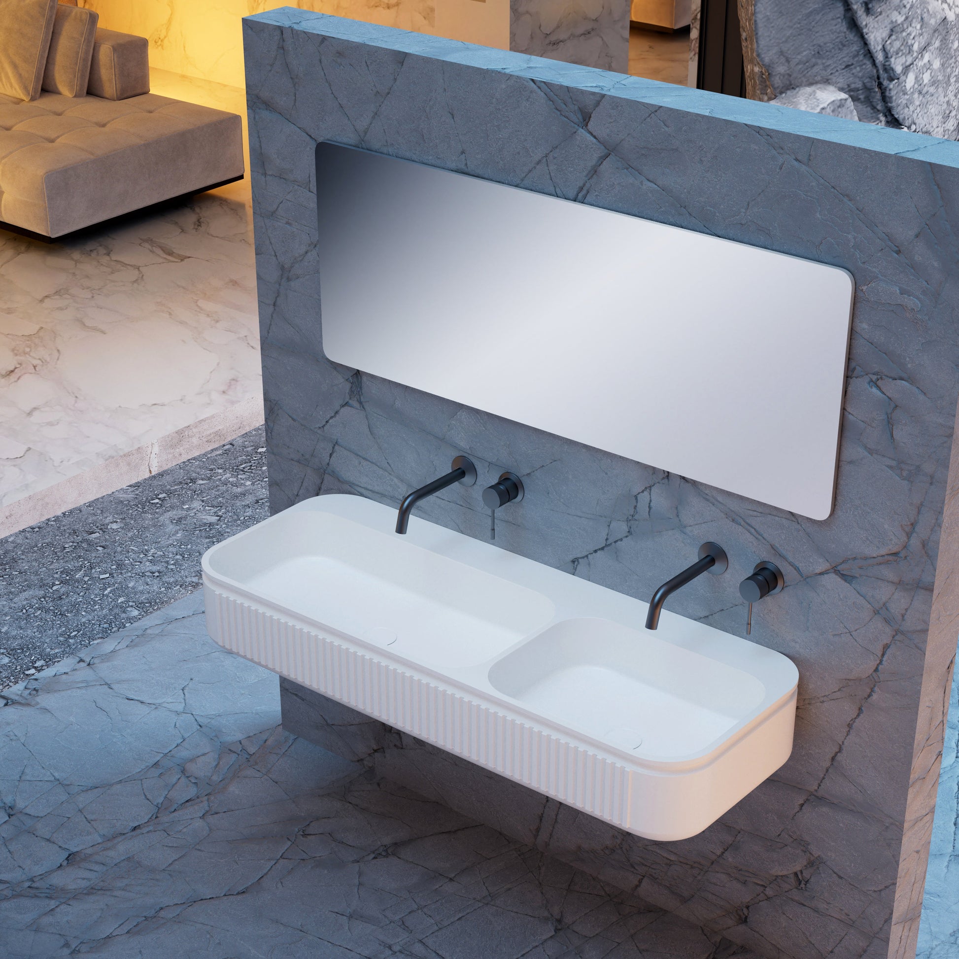 47 Inch MonBlari Solid Surface Vessel Bowl Sink Bathroom Sink-XR-G701-5-SideView