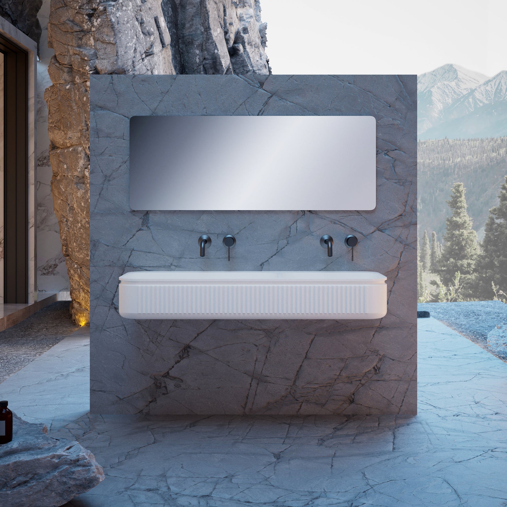 47 Inch MonBlari Solid Surface Vessel Bowl Sink Bathroom Sink-XR-G701-5-FrontView