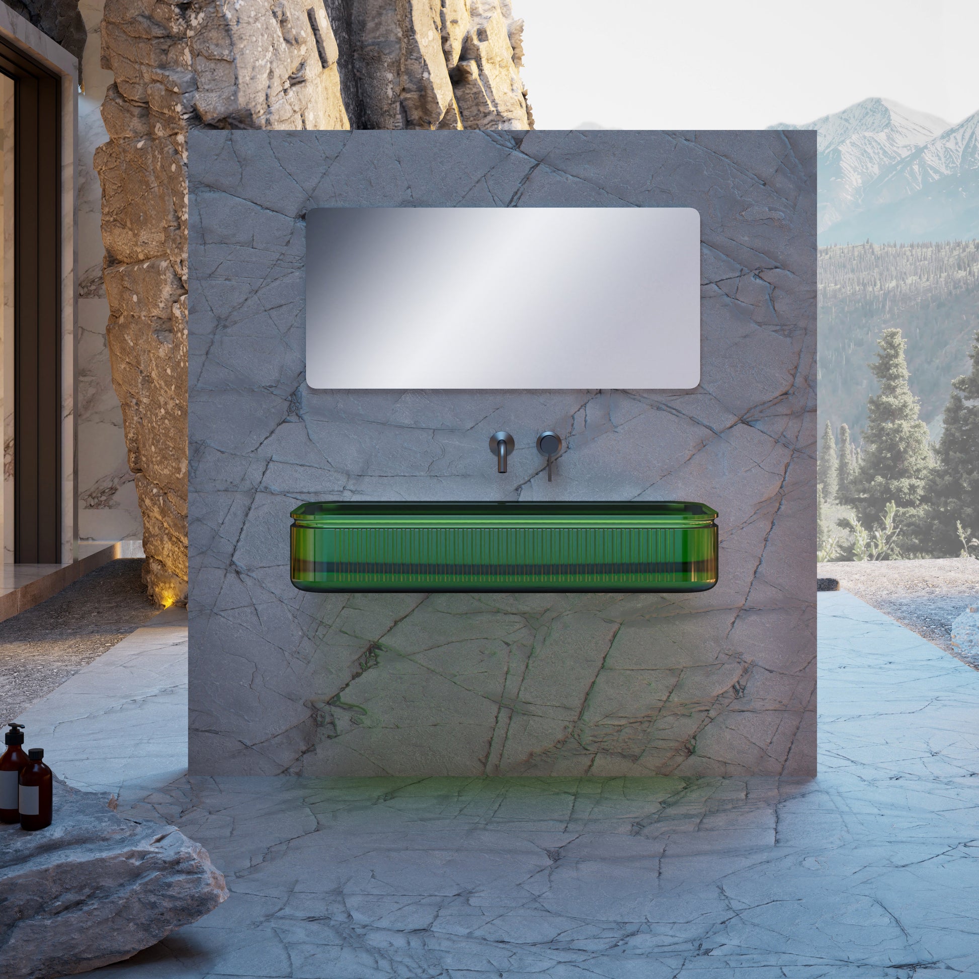 47 Inch MonBlari Solid Surface Vessel Bowl Sink Bathroom Sink XR-G701T-1-GN-FrontView