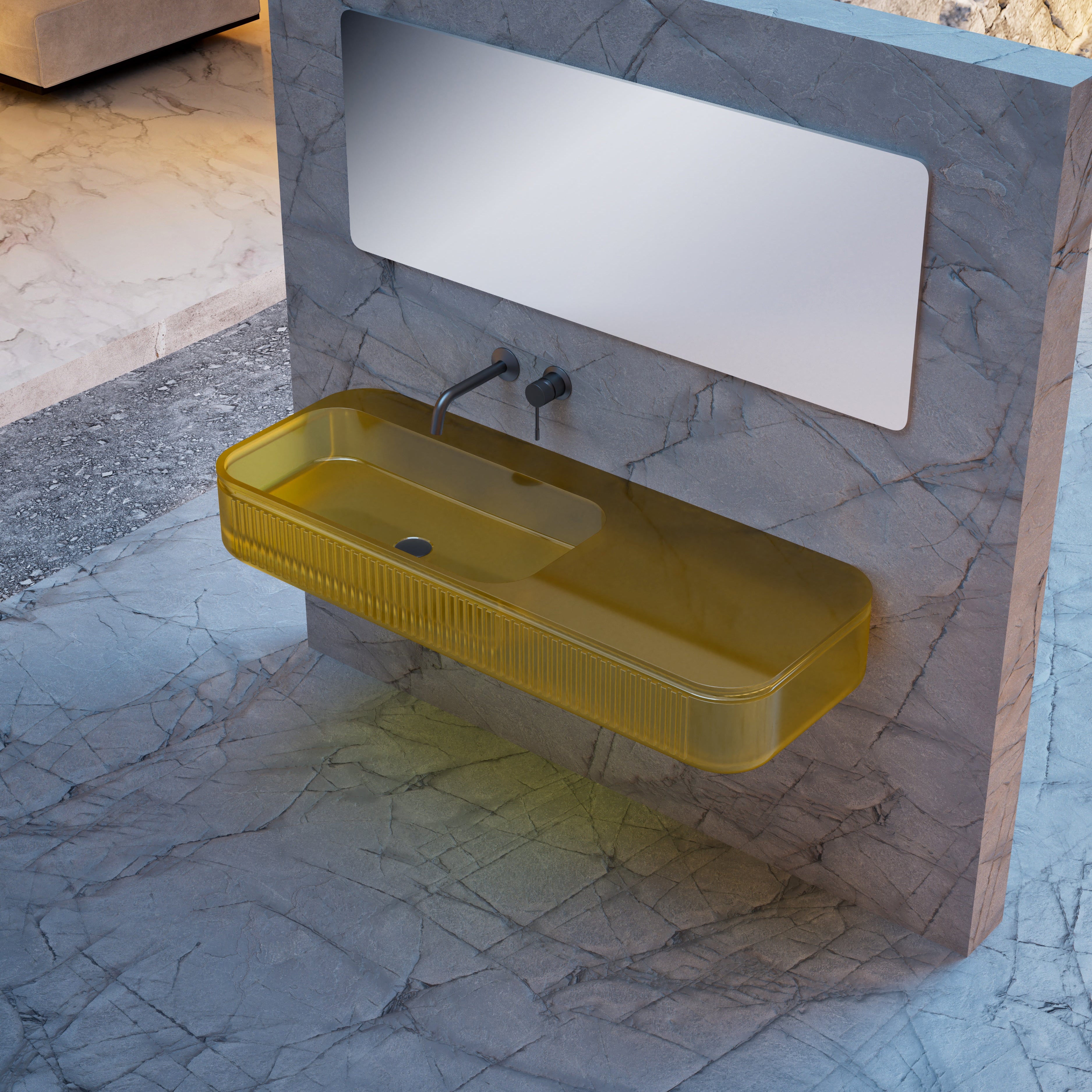 47 Inch MonBlari Solid Surface Vessel Bowl Sink Bathroom Sink-XR-G701T-3-SideTopView