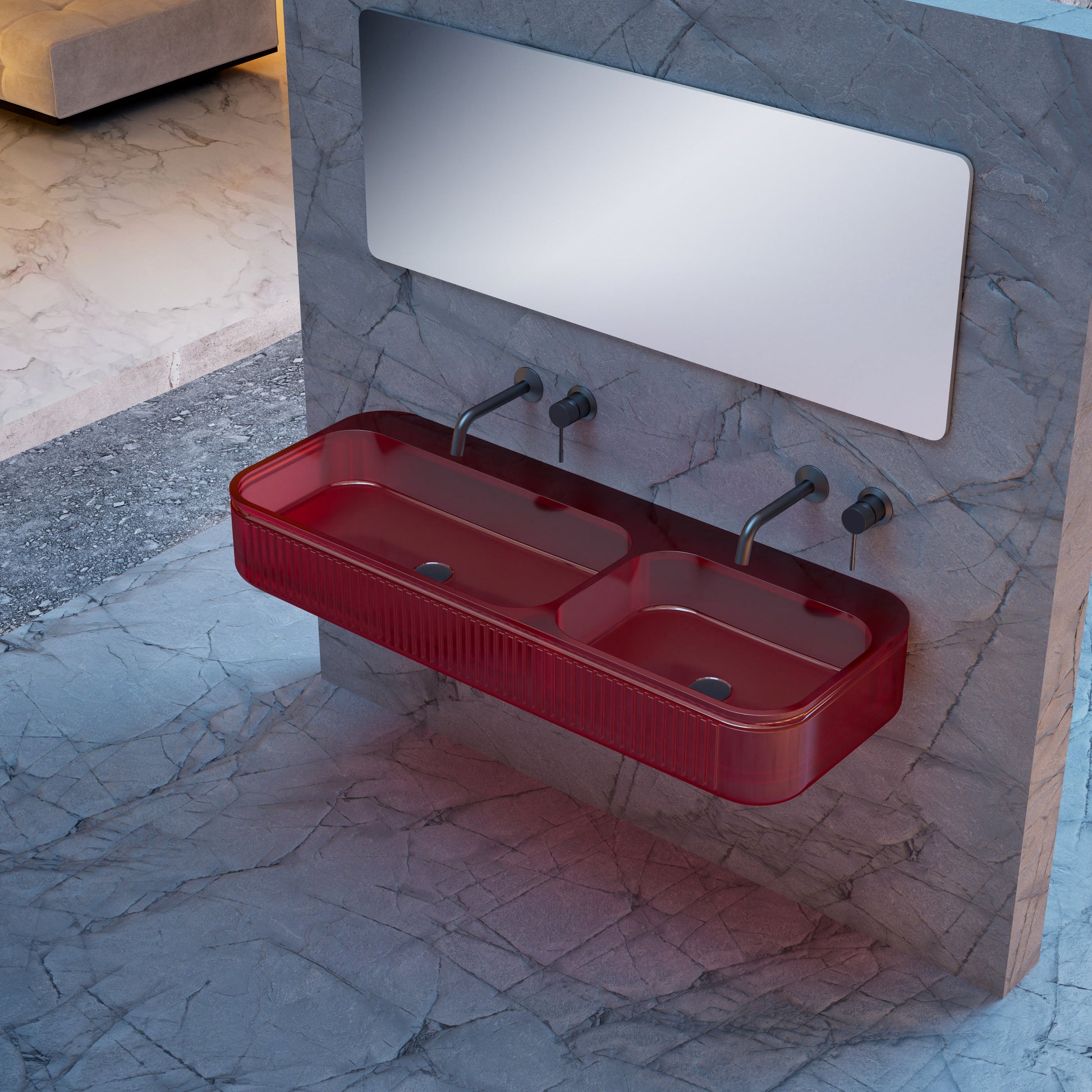 47 Inch MonBlari Solid Surface Vessel Bowl Sink Bathroom Sink-XR-G701T-5-SideTopView