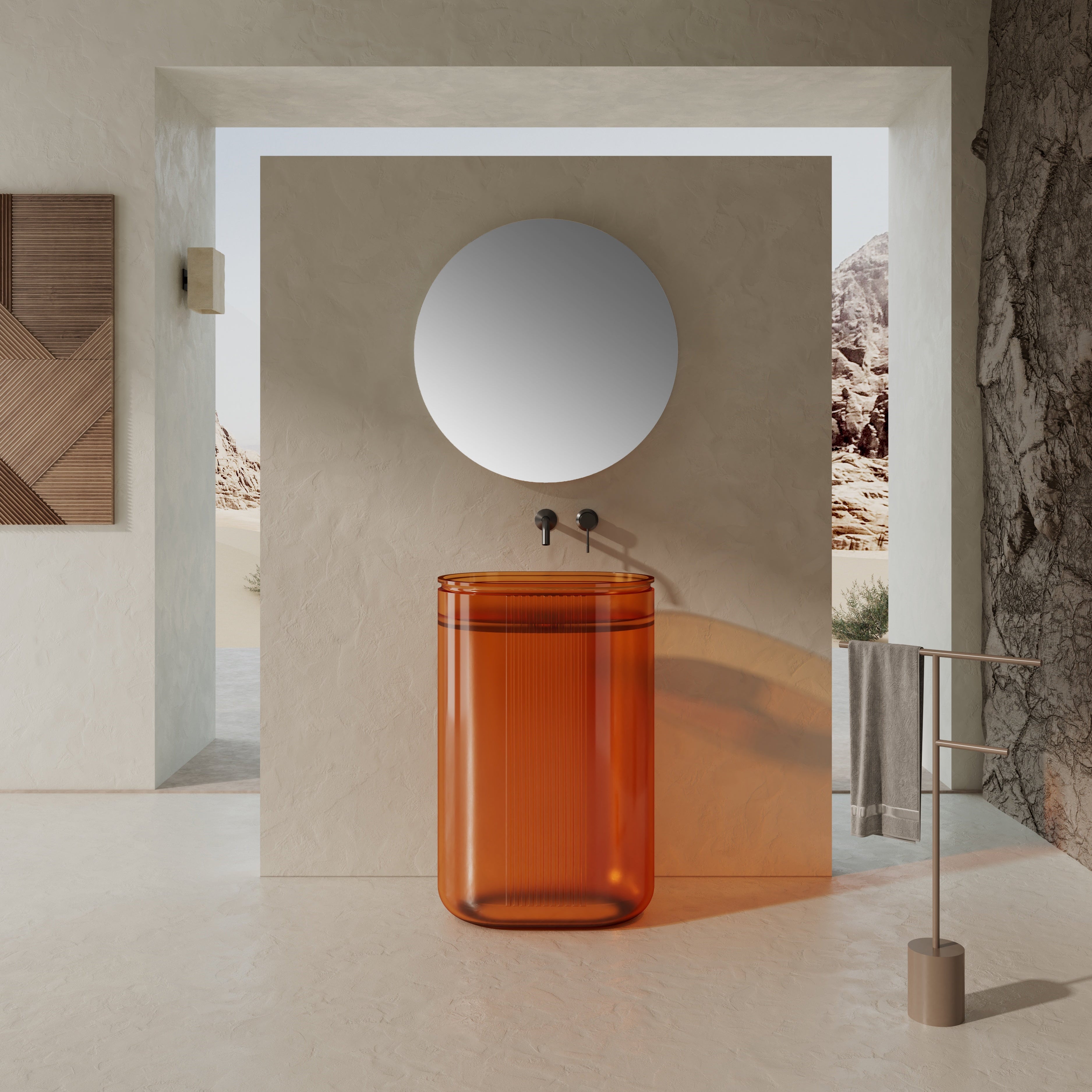 47 Inch MonBlari Solid Surface Vessel Bowl Sink Bathroom Sink-XR-G701T-3-FrontView