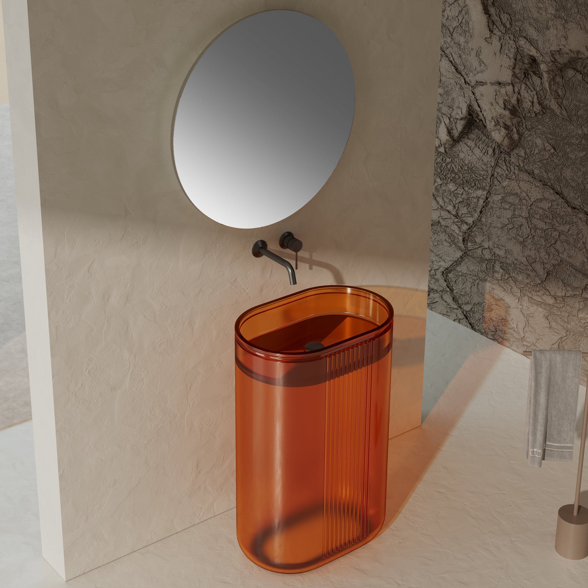 39 Inch MonBlari Resin Vessel Bowl Sink Bathroom Sink-XR-G701T-1-SideTopView