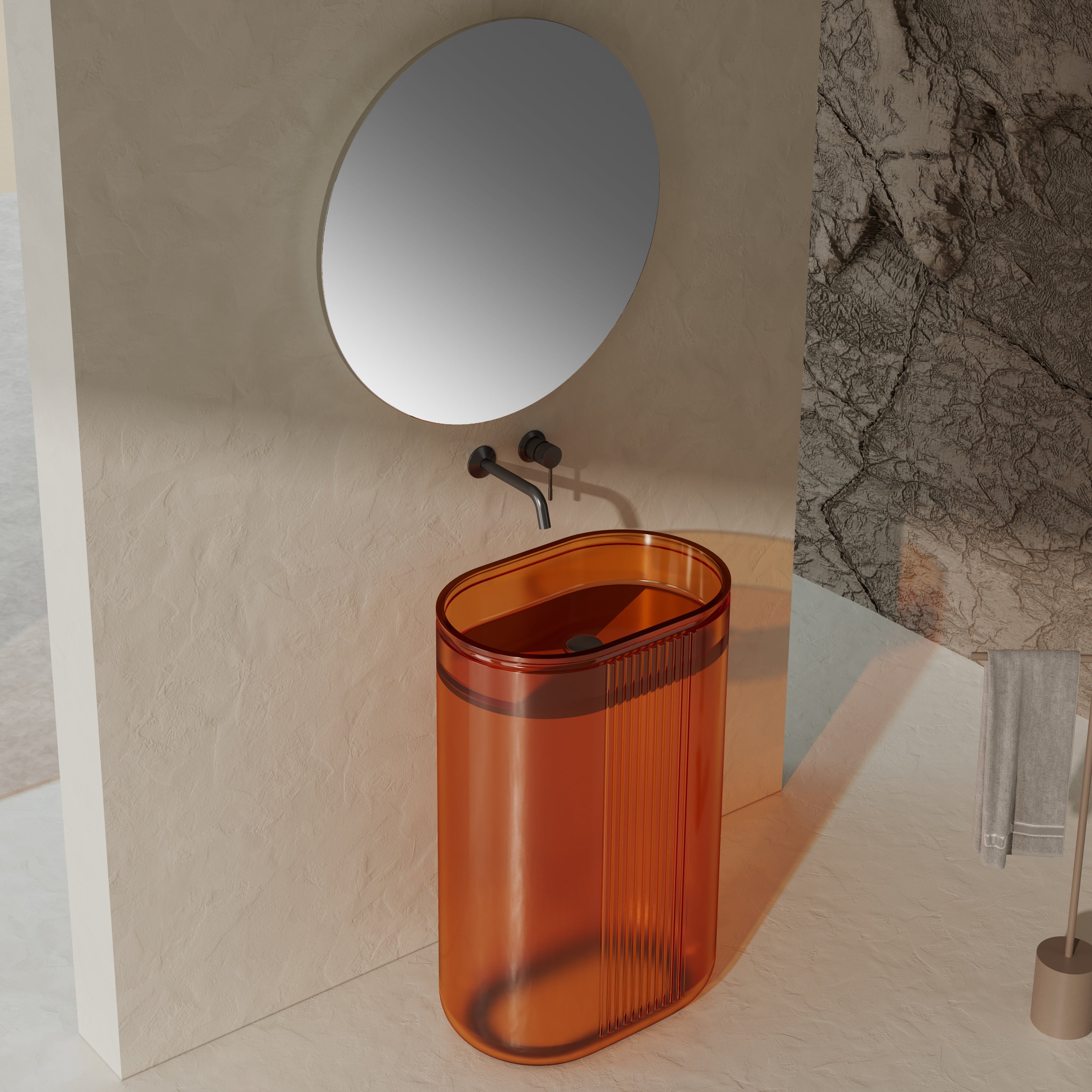 39 Inch MonBlari Resin Vessel Bowl Sink Bathroom Sink-XR-G701T-1-SideTopView