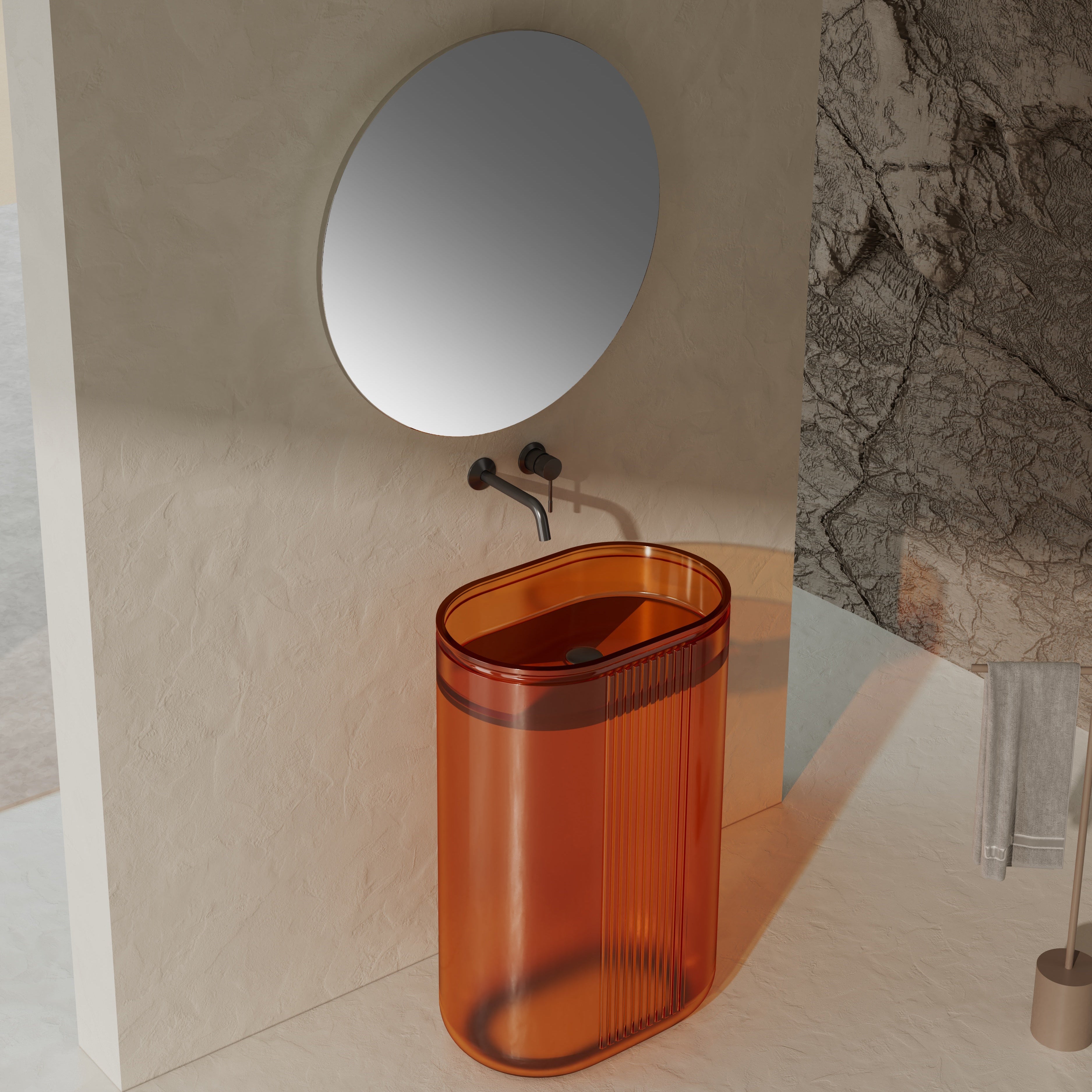 47 Inch MonBlari Solid Surface Vessel Bowl Sink Bathroom Sink-XR-G701T-3-SideTopView