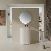 23 Inch MonBlari Solid Surface Vessel Bowl Sink Pedestal Sink XRZ701MW-FrontView