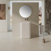 23 Inch MonBlari Solid Surface Vessel Bowl Sink Pedestal Sink XRZ702MW-FrontView