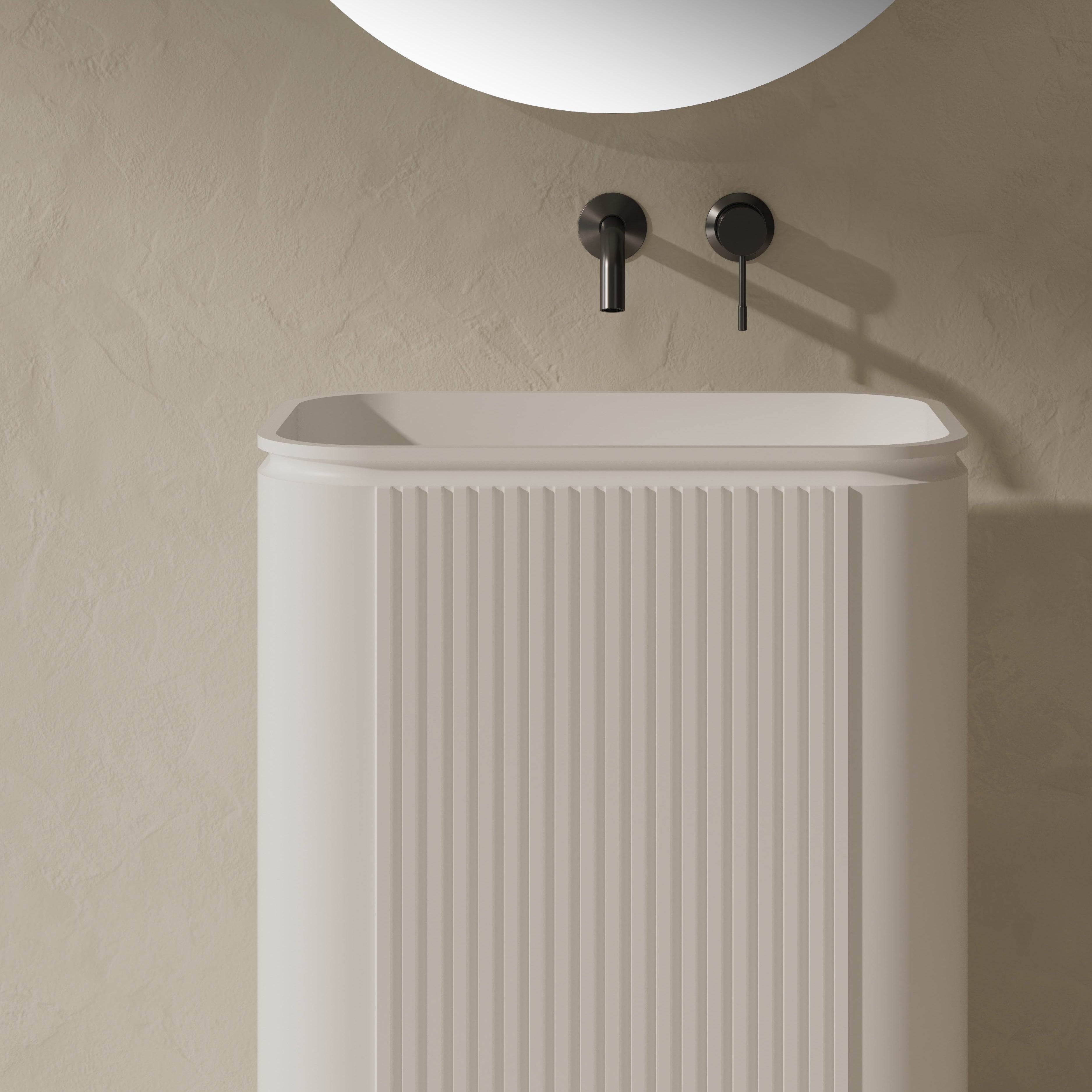 23 Inch MonBlari Solid Surface Vessel Bowl Sink Pedestal Sink XRZ702MW-CloseUp