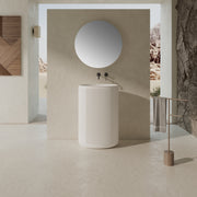 24 Inch MonBlari Solid Surface Vessel Bowl Sink Pedestal Sink XRZ708MW-FrontView