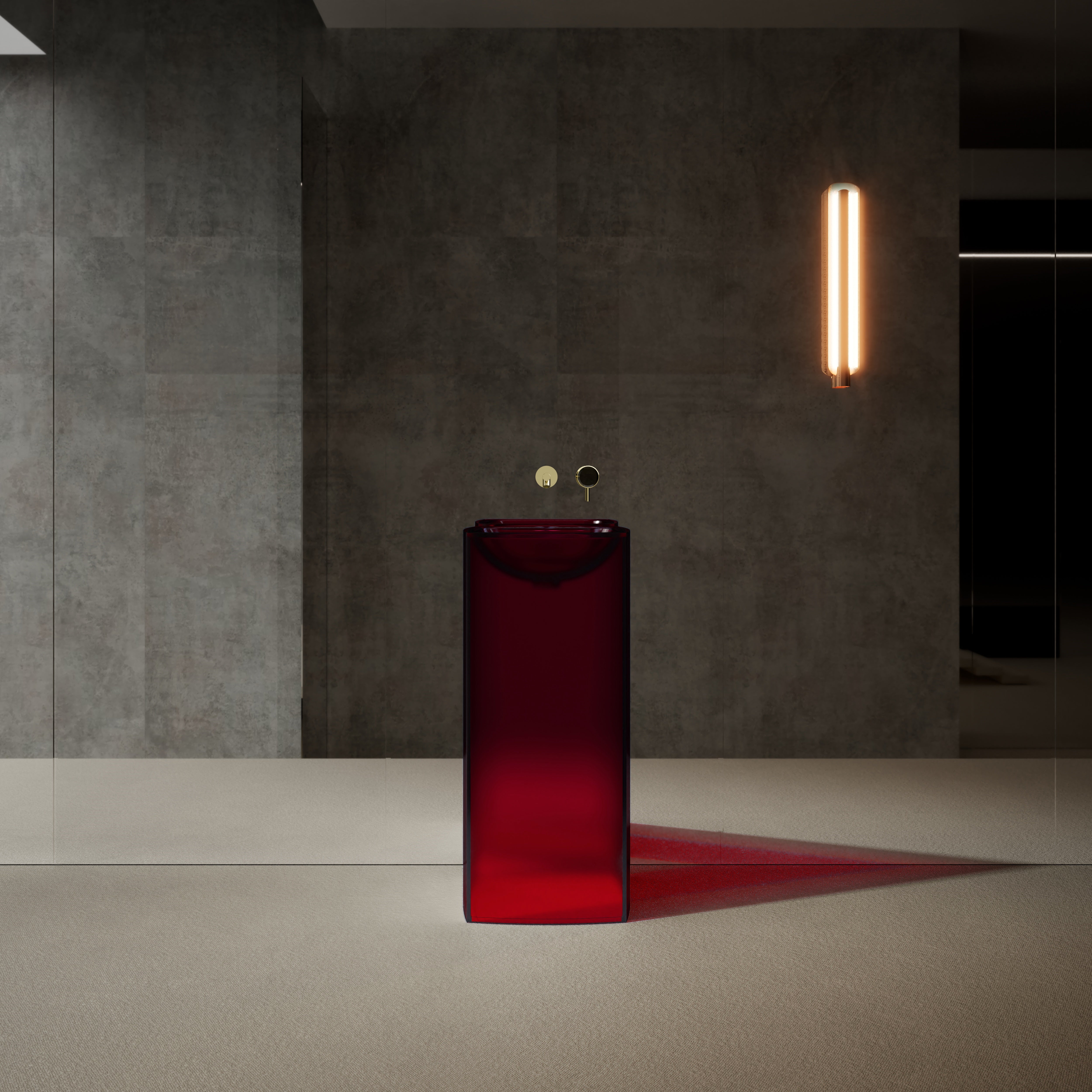 18 Inch MonBlari Solid Surface Vessel Bowl Sink Pedestal Sink XRZ801TMW-FrontView