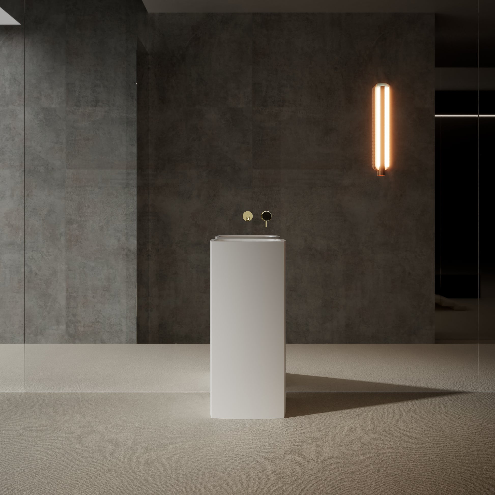 18 Inch MonBlari Solid Surface Vessel Bowl Sink Pedestal Sink XRZ801MW-FrontView