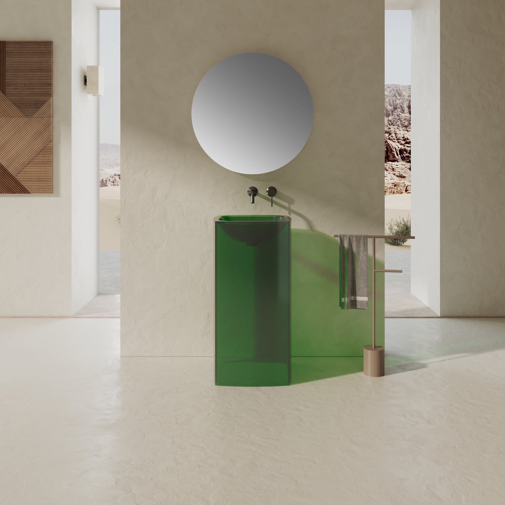 18 Inch MonBlari Solid Surface Vessel Bowl Sink Pedestal Sink XRZ802TMW-FrontView