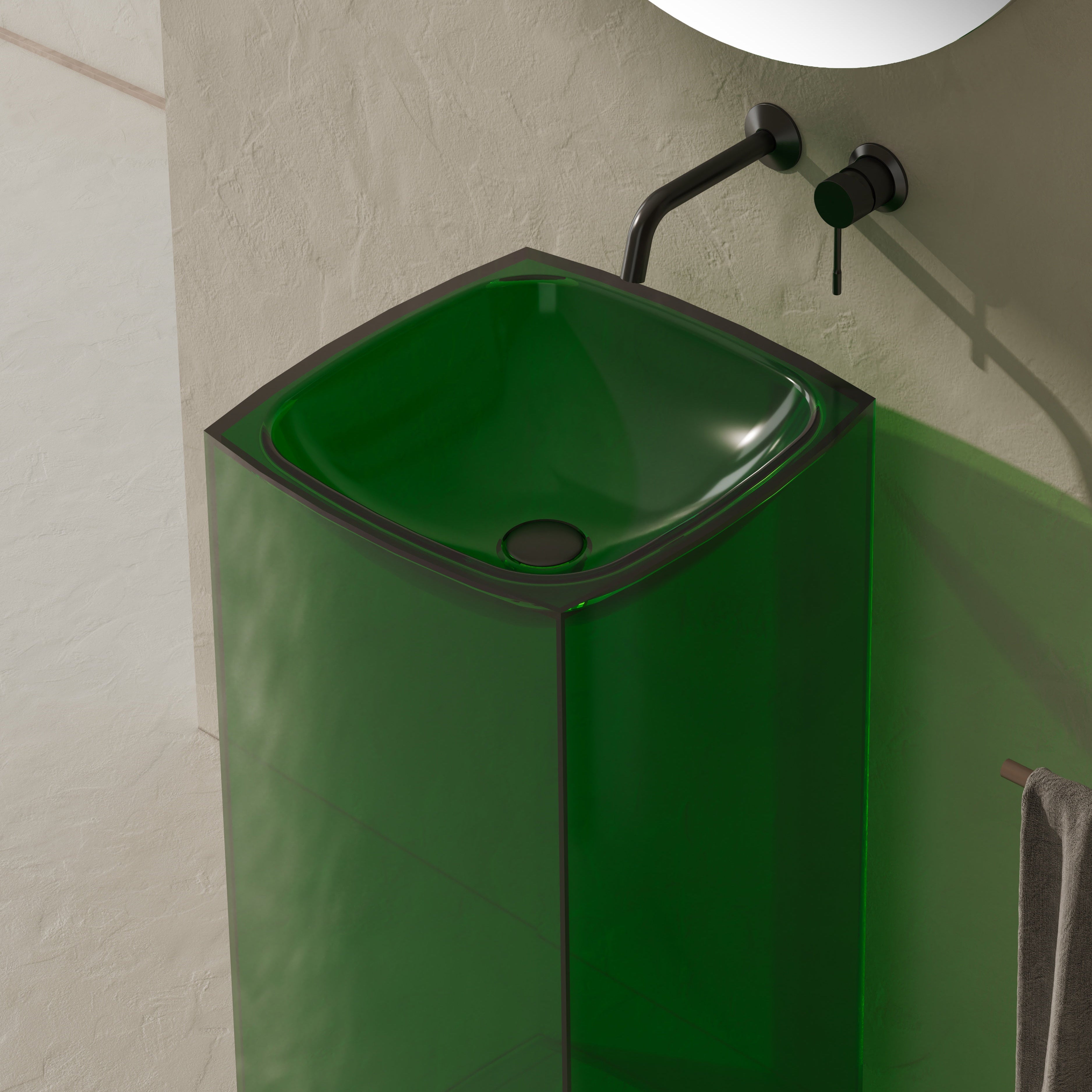 18 Inch MonBlari Solid Surface Vessel Bowl Sink Pedestal Sink XRZ802TMW-CloseUp