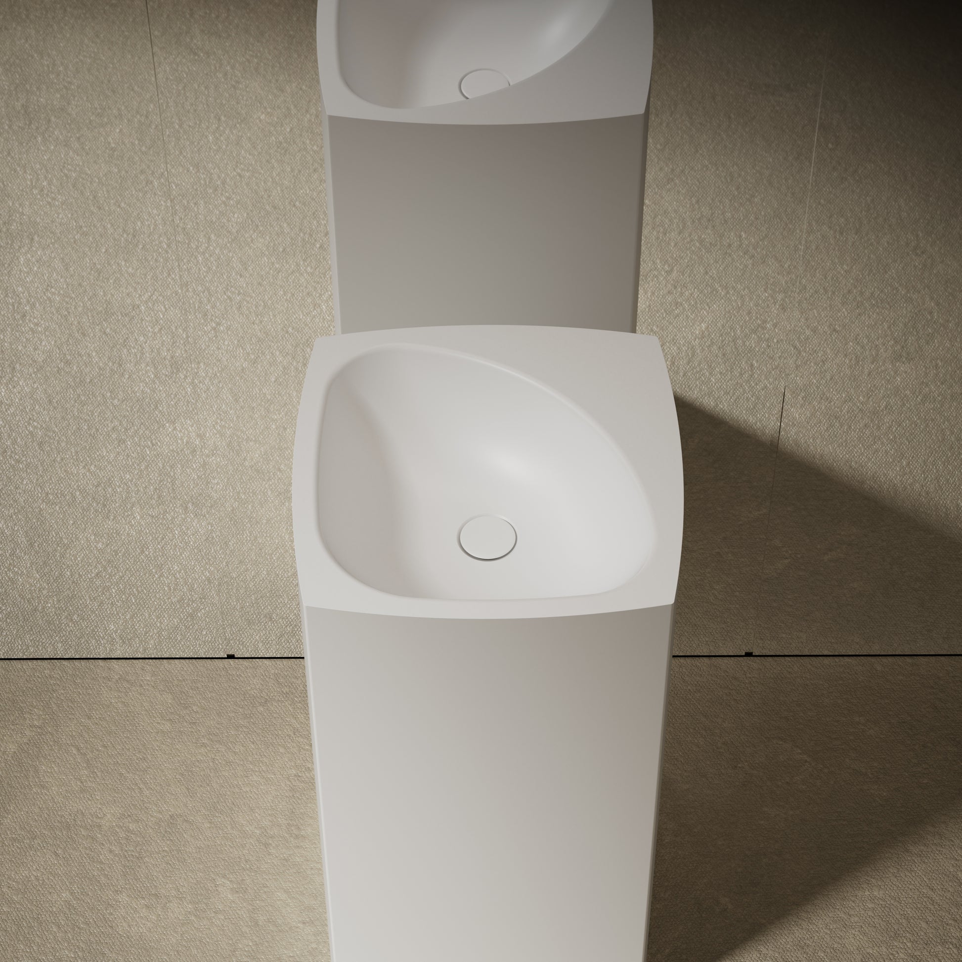 18 Inch MonBlari Solid Surface Vessel Bowl Sink Pedestal Sink XRZ802MW-FrontTopView