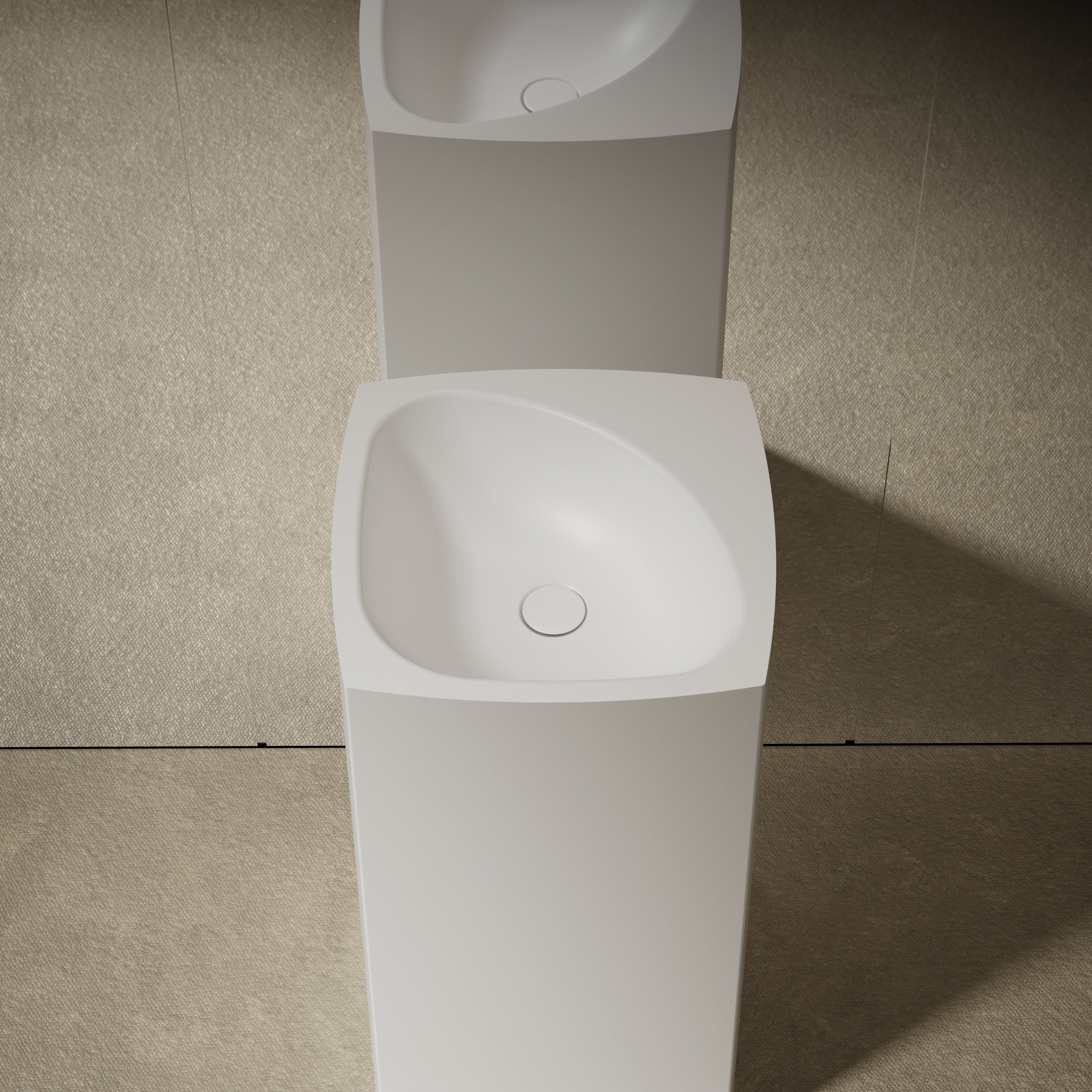 18 Inch MonBlari Solid Surface Vessel Bowl Sink Pedestal Sink XRZ802MW-FrontTopView